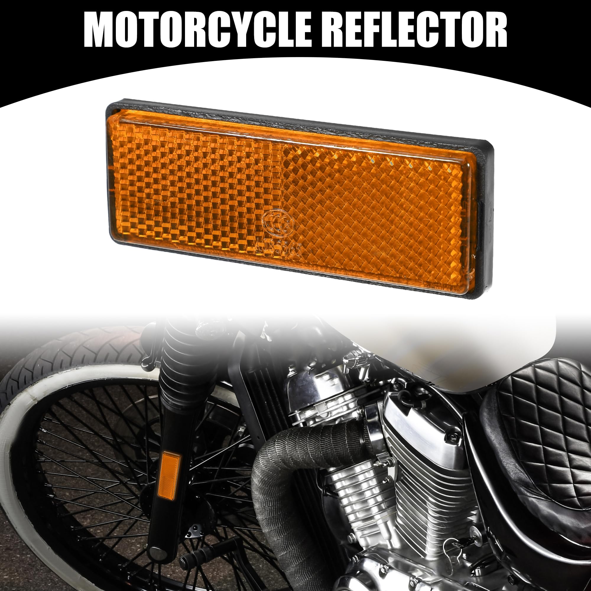 Partuto 4Pcs 3.46'X1.26' Universal Reflector - Rectangle Motorcycle Bike Safety Reflector Increase Visibility And Safety On The Road - Plastic Red Orange