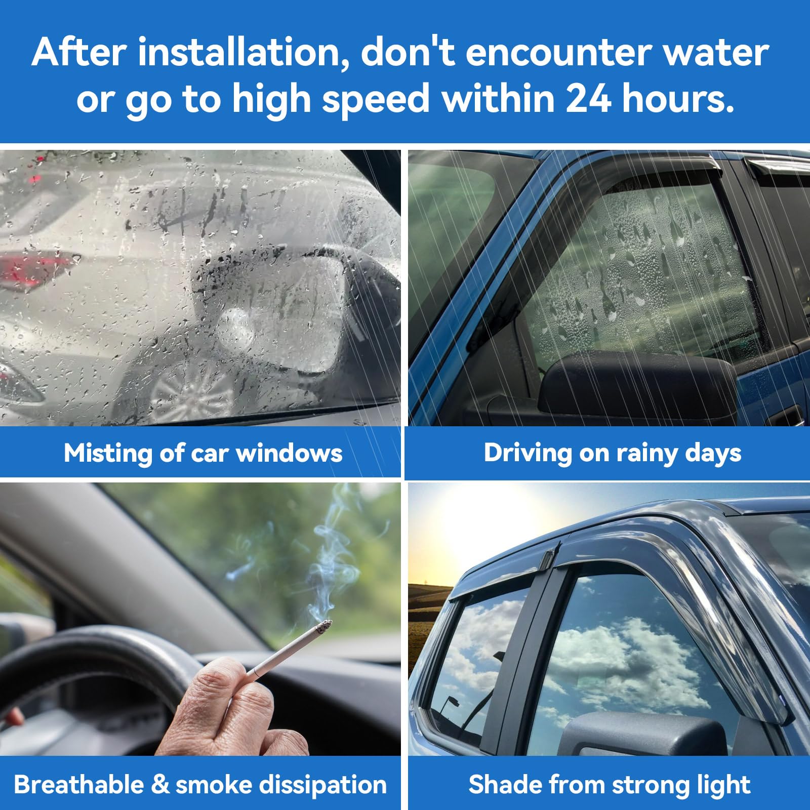Window Rain Guards for 2013-2019 Ford Escape, Window Visor Guard Vent Wind Shade Deflector Rain Shield Protector Sun Visor for 1