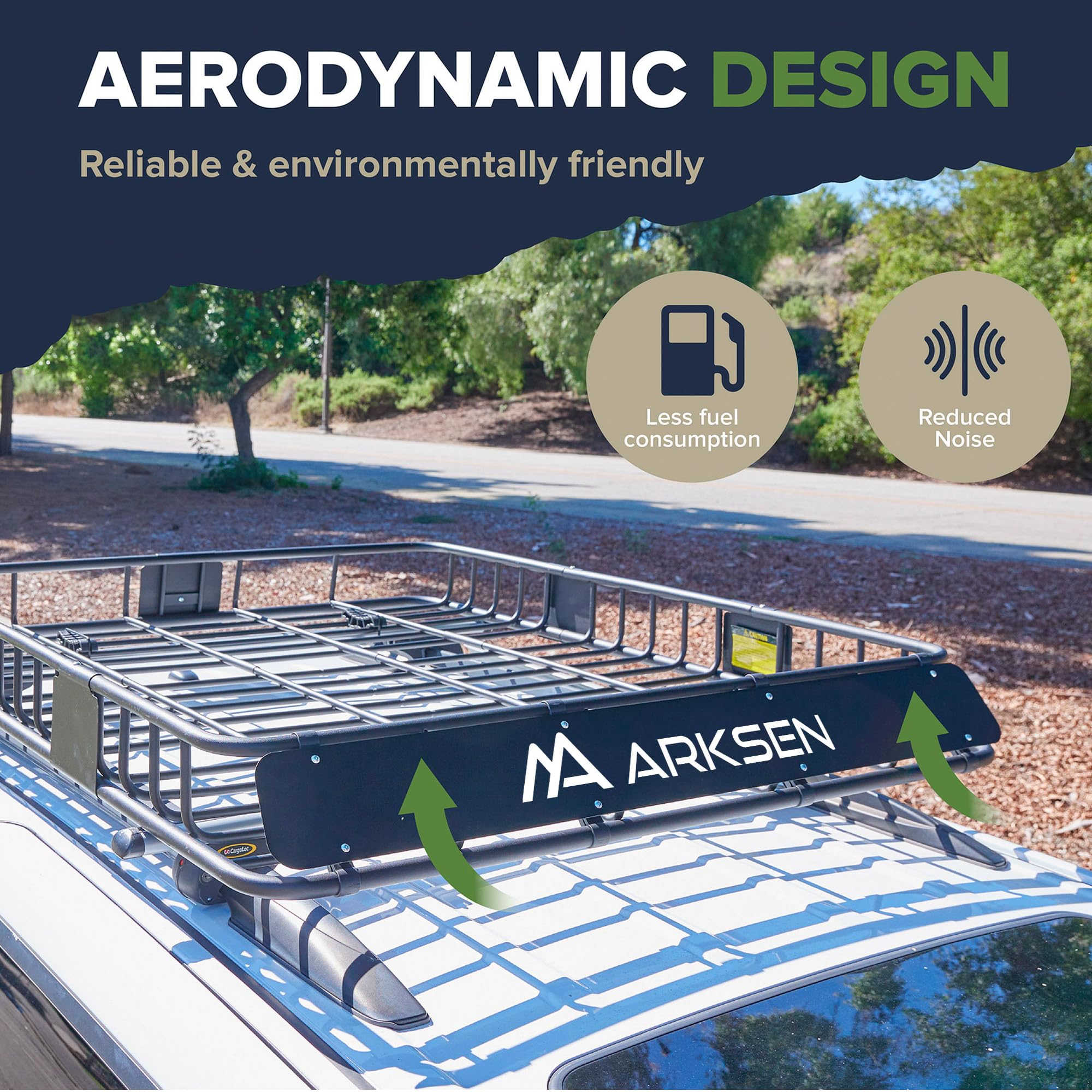 Arksen 43 X 39 X 6 Inch Universal 250Lb Heavy Duty Roof Rack Cargo With Cargo Net & Ratchet Straps, Car Top Luggage Holder Carri