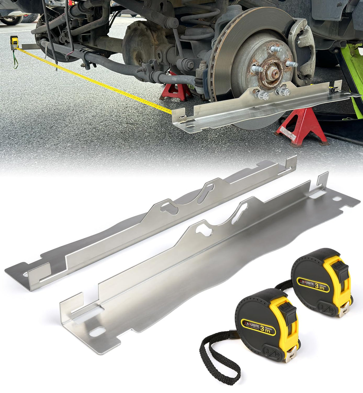 Lupar Heavy Duty Toe Alignment Tool Plates with Tape Measures, Upgrade Stainless Steel Wheel Alignment Tool Plate with Hanging H