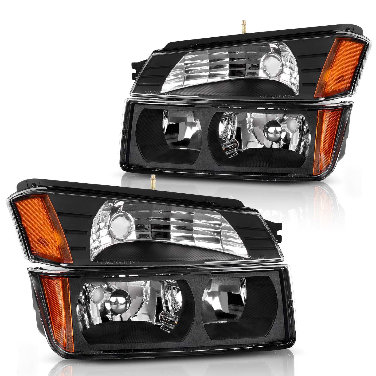 Dwvo Headlight Assembly Compatible With 2002 2003 2004 2005 2006 Chevy Avalanche 1500/2500 Pickup Headlamp Replacement Black Hou