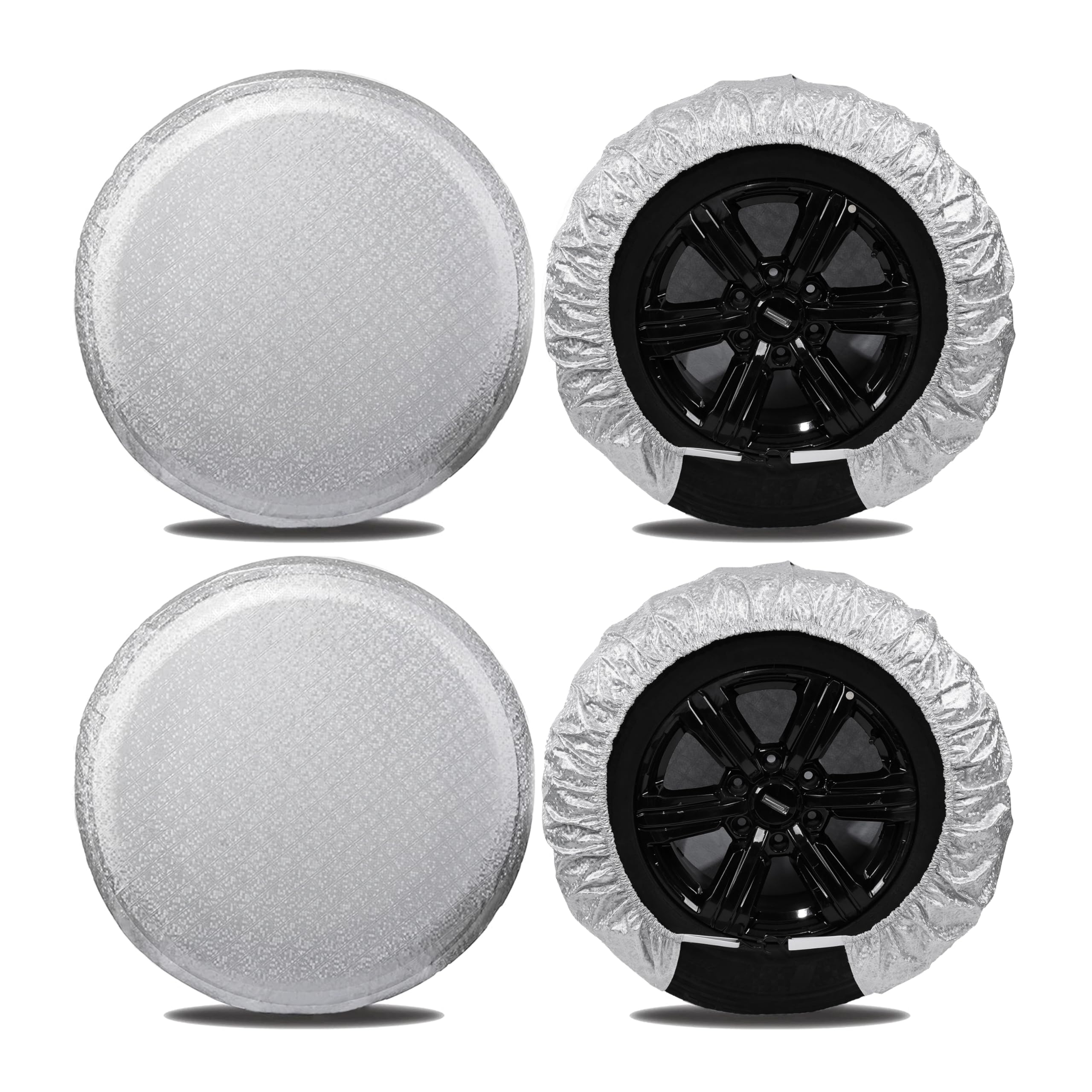 Tire Covers For Rv Wheel (4 Pack Silver),Moonet Oxford Waterproof Uv Sun Protectors For Motorhome Boat Trailer Camper Van Suv,D7