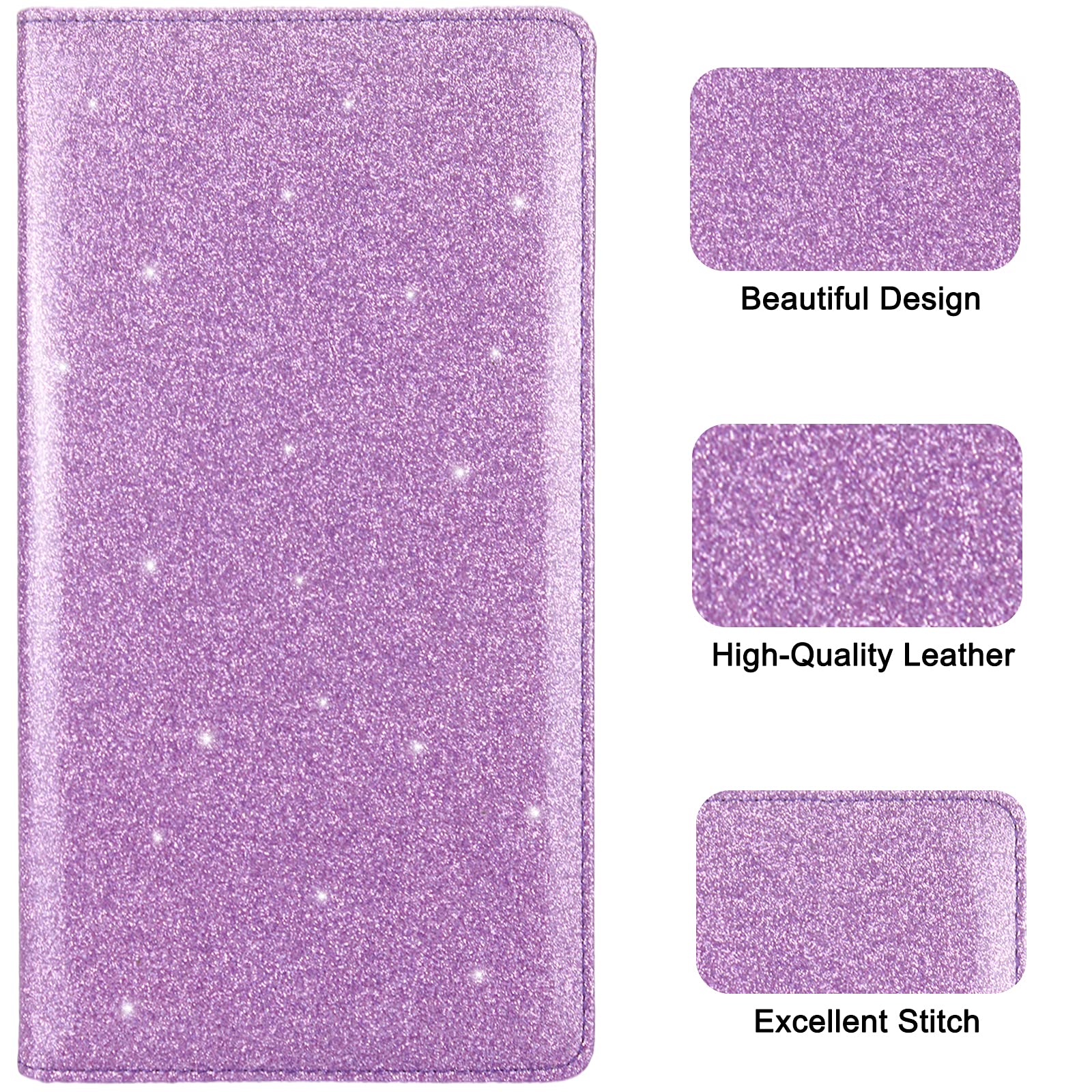 Car Registration And Insurance Holder, Premium Bling Leather Insurance And Registration Holder,Vehicle Glove Box Car Organizer,Wallet Accessories Case With Magnetic Shut For Cards, Essential Document, Driver License (Purple)