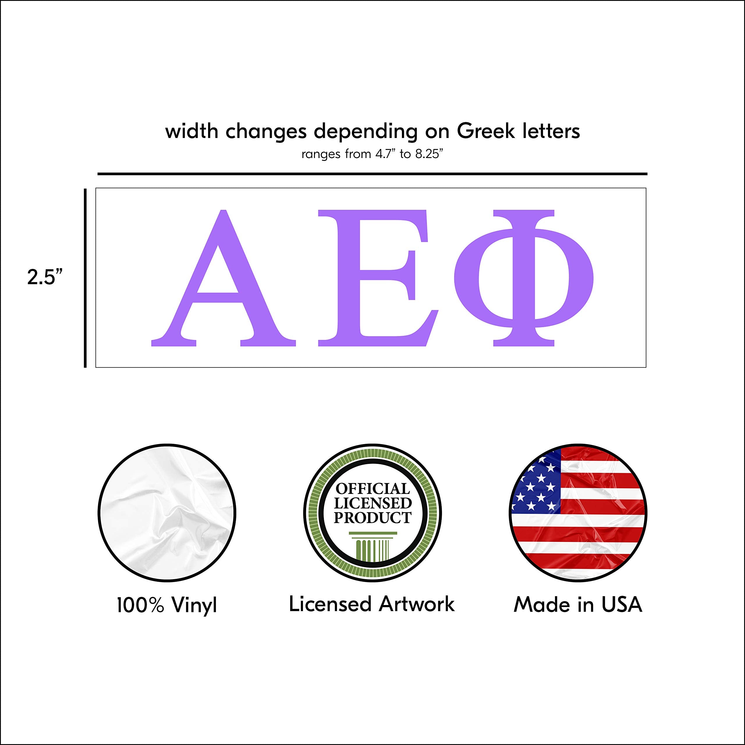 Pro-Graphx Alpha Epsilon Phi Greek Sorority Sticker Decal, 2.5 Inches Tall, Lilac