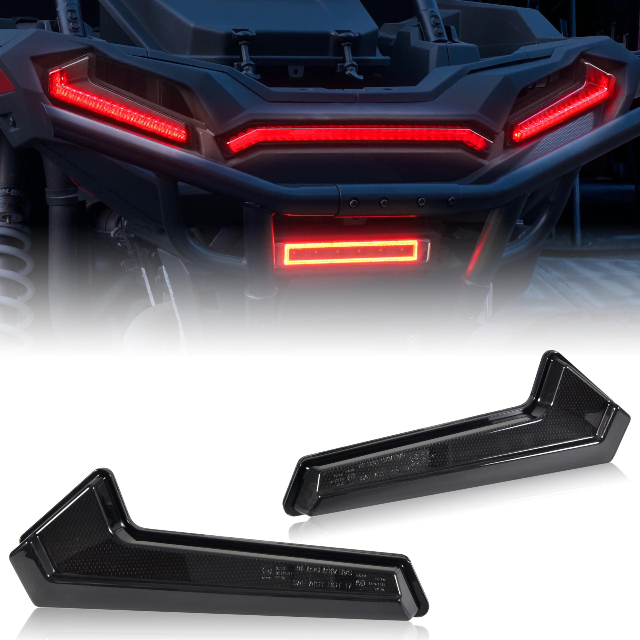 SAUTVS UTV Tail Lights Assembly for Polaris RZR XP 1000/Turbo/Sportsman, Smoked Black LED Taillights Rear Lamps for Polaris RZR 