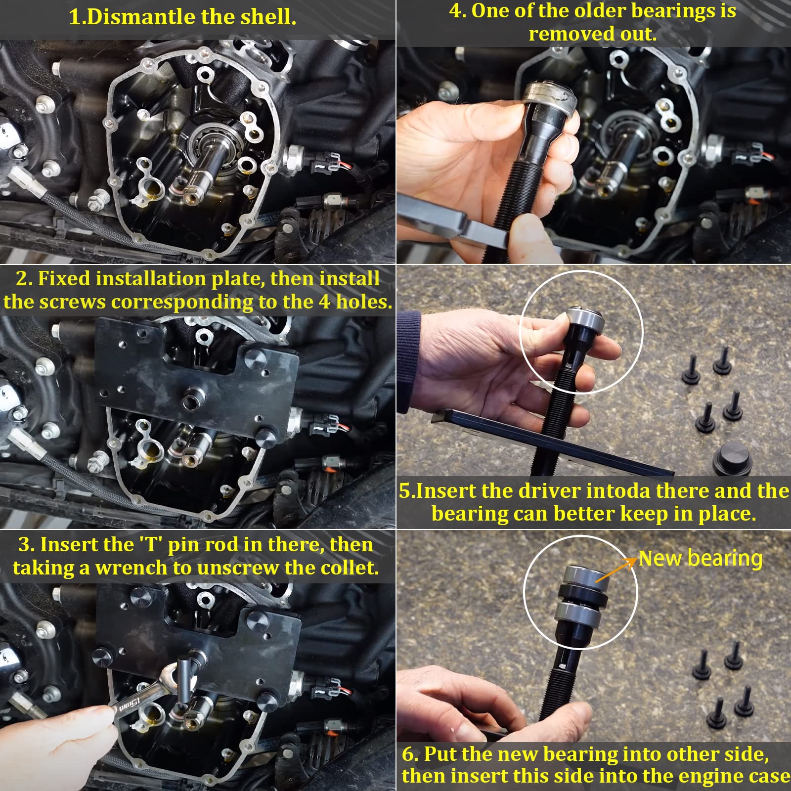 Inner Cam Bearing Installer & Puller Kits Compatible For Harley Davidson Tc 88 96 103 110 Twin Cam & Dyna
