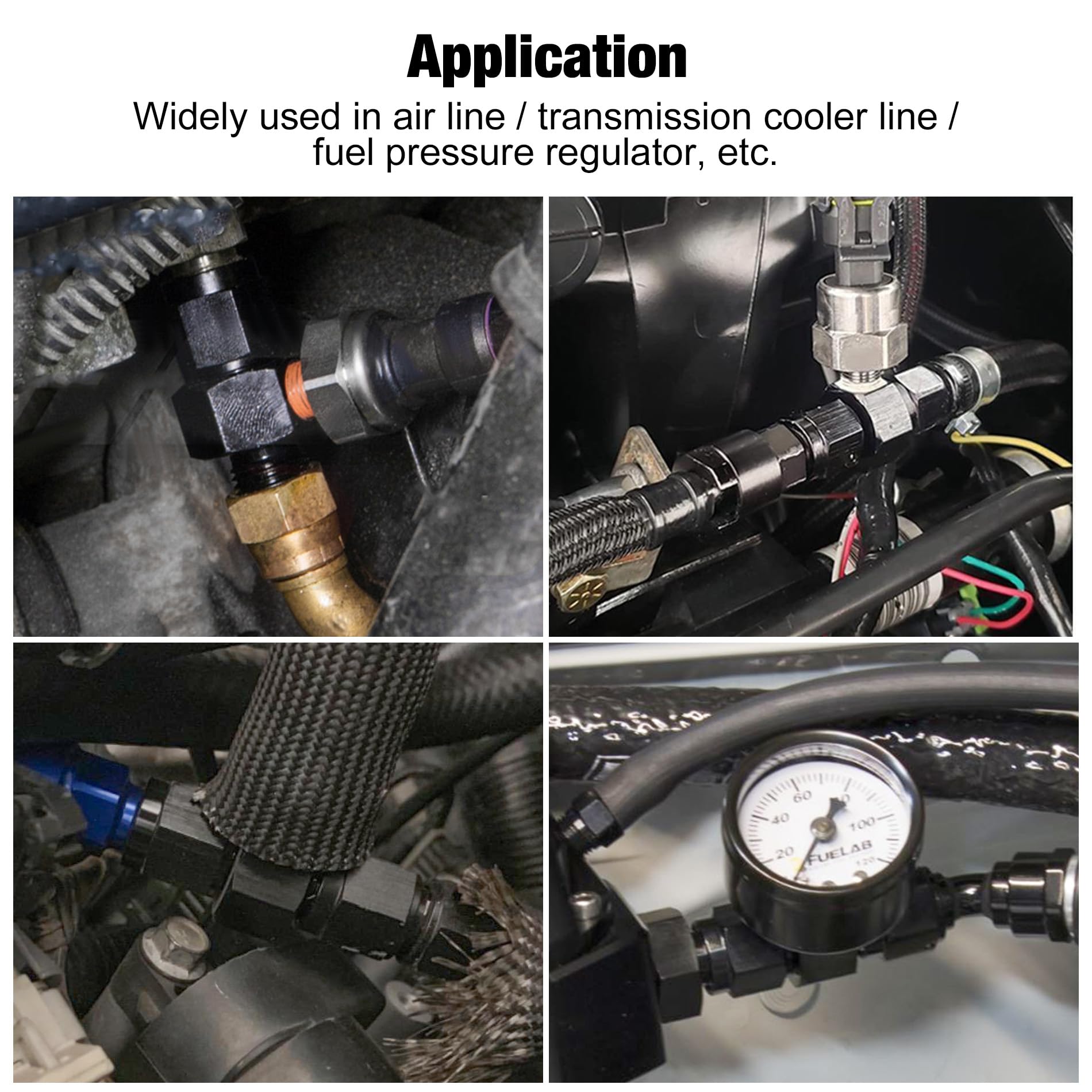 Evil Energy 4An Male Flare To -4 Female Swivel With 1/8 Npt Gauge Port Fuel Pressure Take Off Fitting Adapter Aluminum