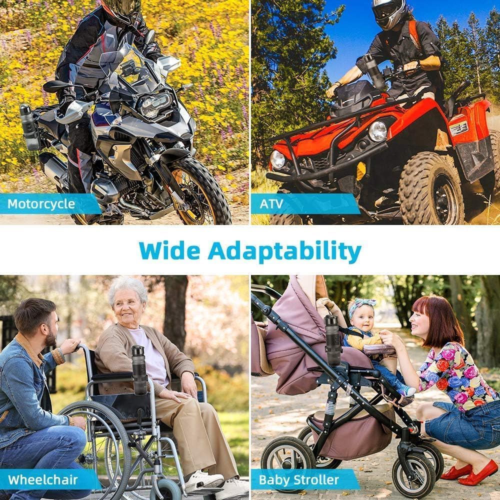 KEMIMOTO ATV Cup Holder Motorcycle Bottle Holder Universal Drink Holder with 0.6-1.56in Metal Clamp for20oz Bottle for Bike, Boa