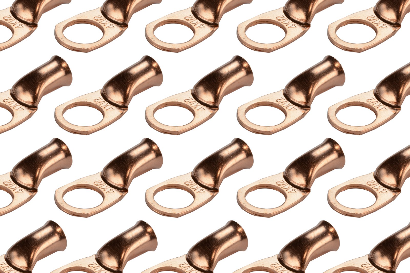 Temco 100 Pack Bare Copper Welding Battery Cable Ends, Lugs Terminal 4 Awg 1/2 '' Hole (6 Awg To 1/0 Awg Options Available)