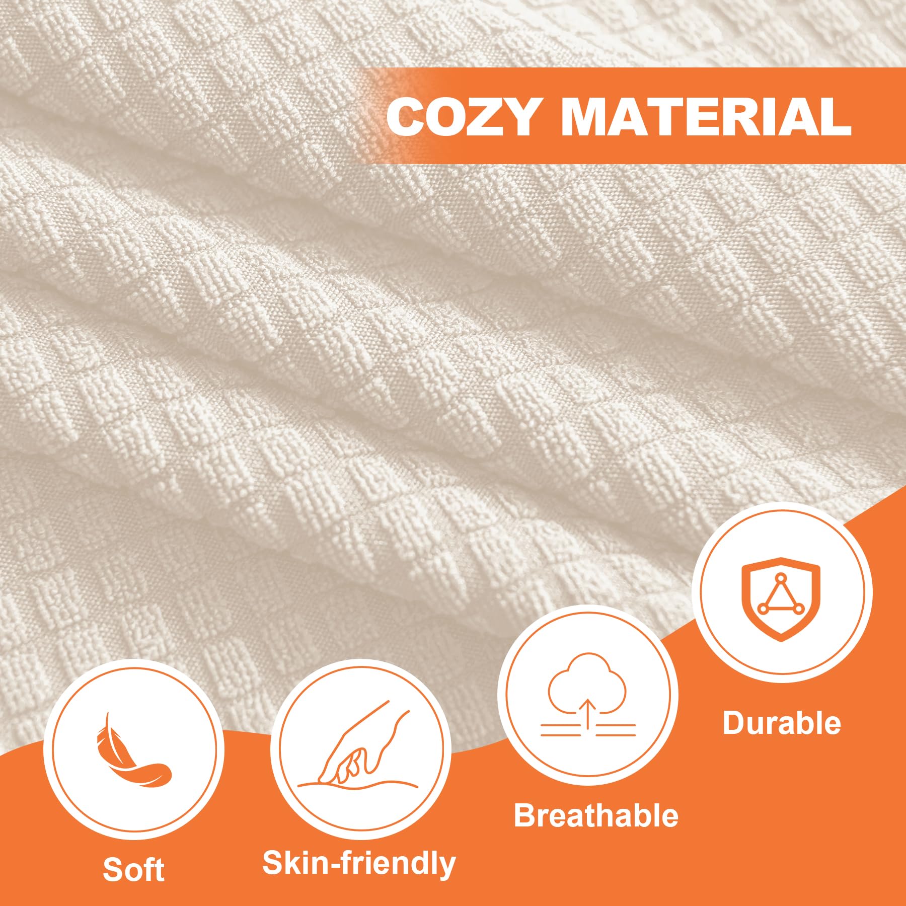 Fuangui Rv Dinette Cushion Cover Stretch Camper Booth Seats Replacement Washable Sofa Furniture Protector (Beige, 1 Bench & 1 Ba