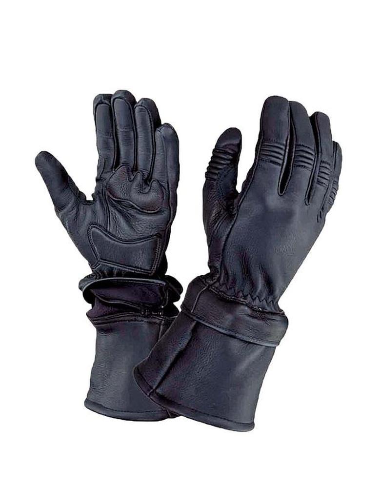 Mens Motorcycle Gauntlet Gloves with Zipp off Cuffs,Black,Size  Large