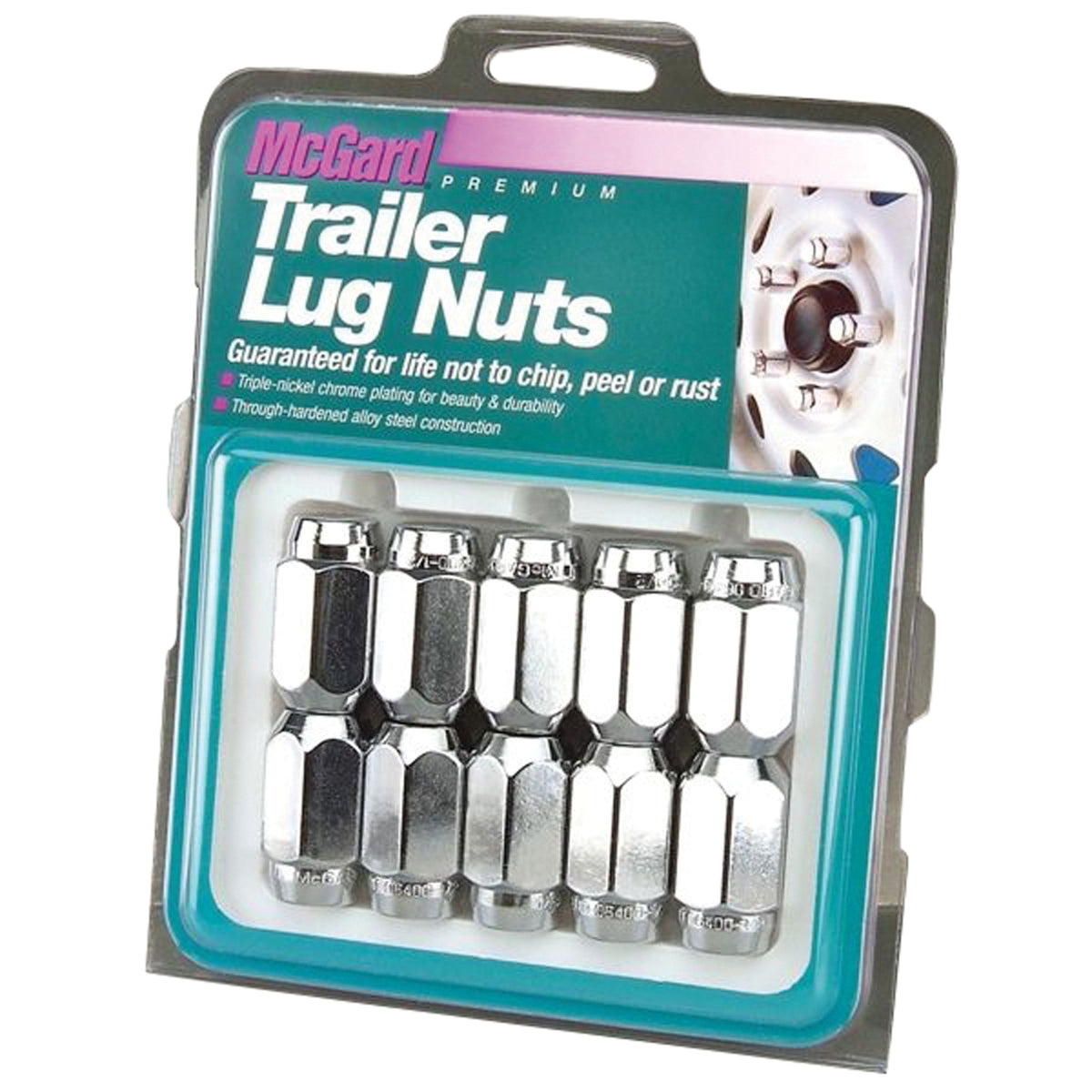 Mcgard 74043 Chrome Cone Seat Style Trailer Lug Nut Set (1/2-20 Thread Size) - Pack Of 10