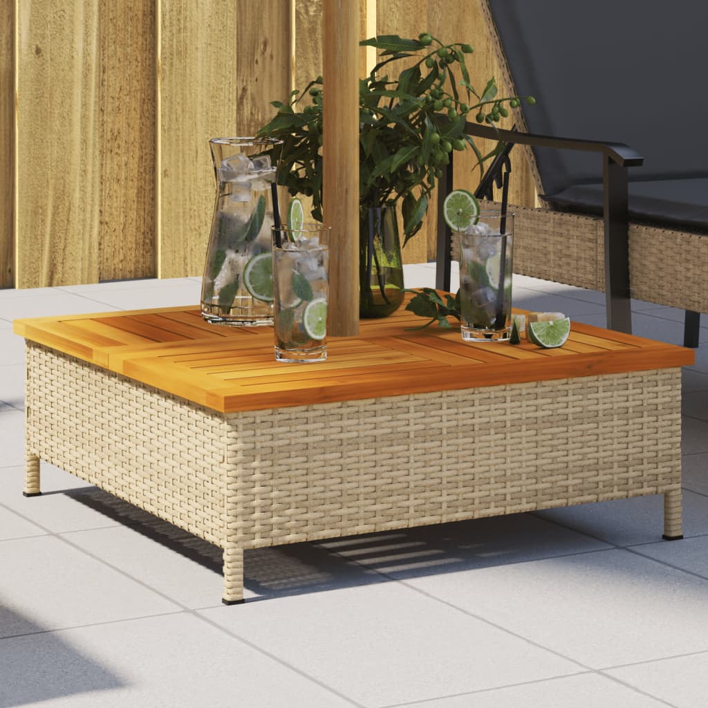 Vidaxl Parasol Base Cover Beige 27.6''X27.6''X9.8'' Poly Rattan And Acacia