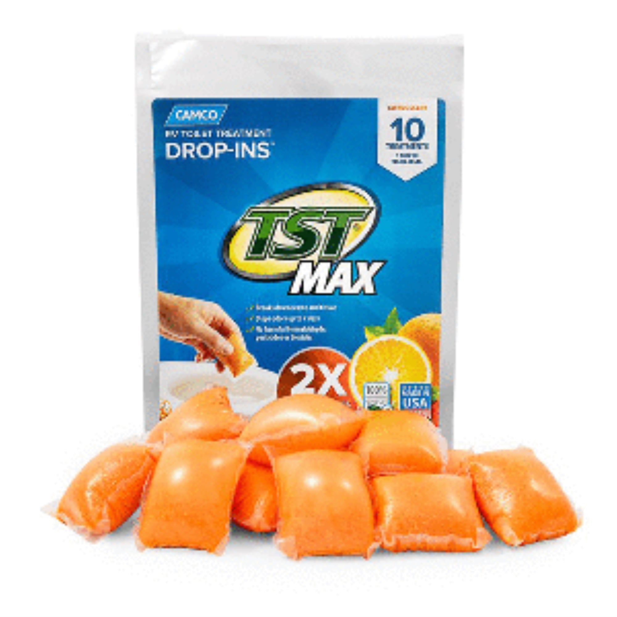 Camco Tst Max Orange Rv Toilet Treatment Drop-Ins *10-Pack