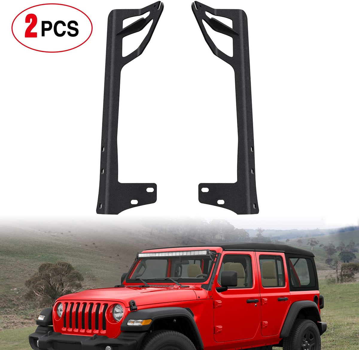 Windshield Frame Mounting Bracket For 50 Led Light Bar On Jeep Wrangler Jk 2007-2016