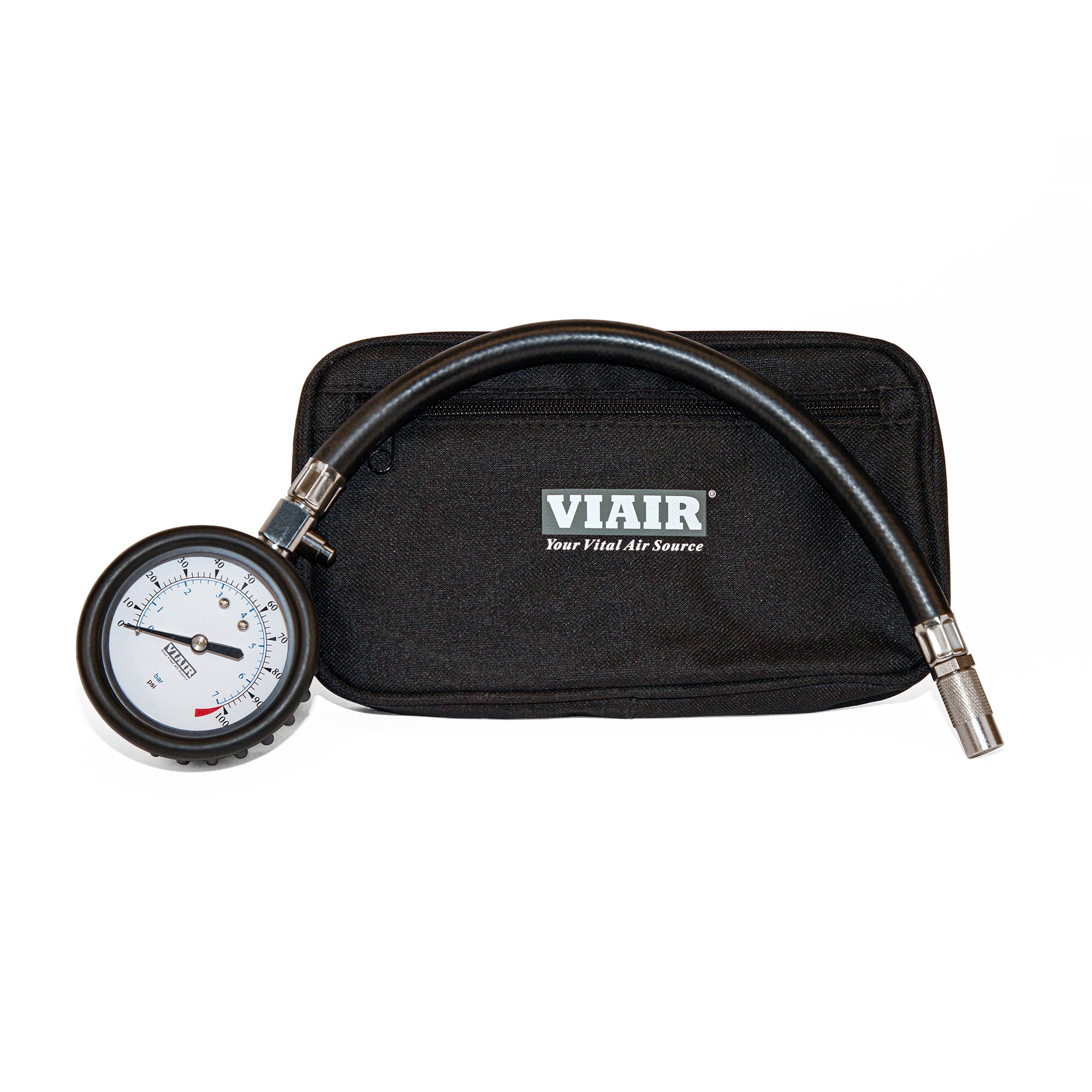 2.5'' Tire Gauge W/Hose (0 To 100 Psi, With Storage Pouch)