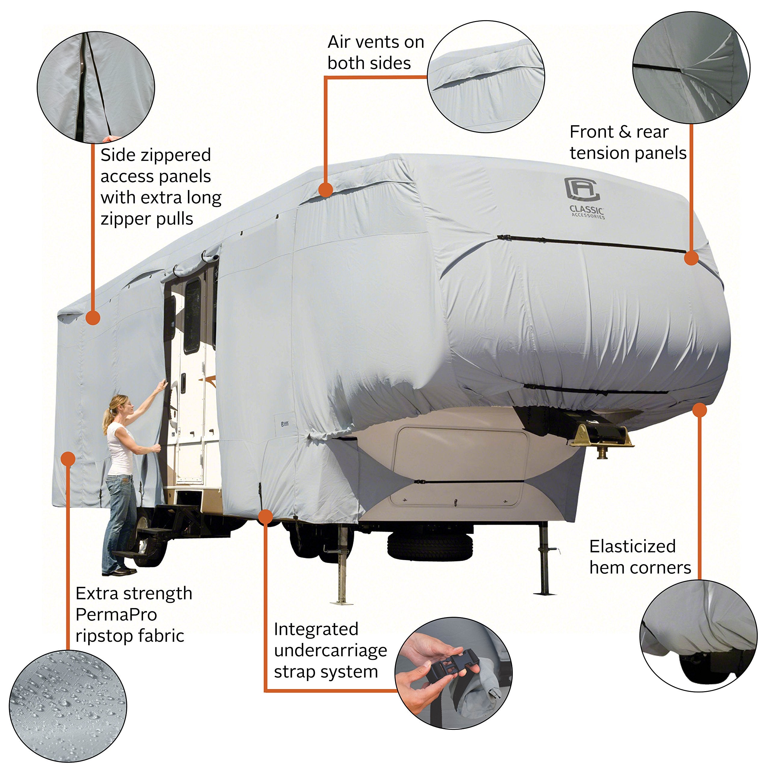 Classic Accessories Over Drive Permapro Extra Tall 5Th Wheel Trailer Cover, Fits 33' - 37' Rvs, Rv Cover, Camper Cover, Travel T