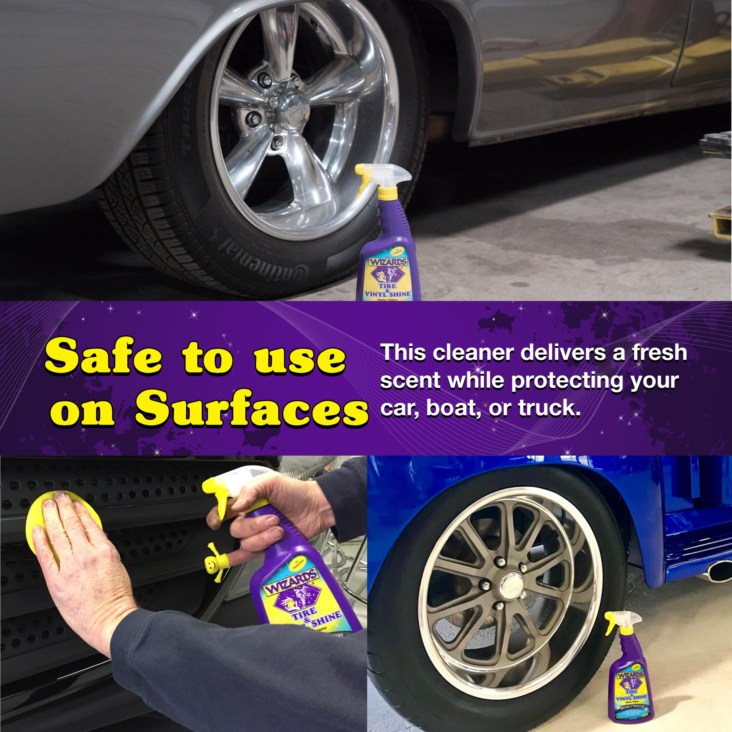 Wizards - Vinyl & Tire Shine Spray, Tire Dressing And Protectant, Professional Detail Spray, No Sling Off, Anti-Static Car Detai