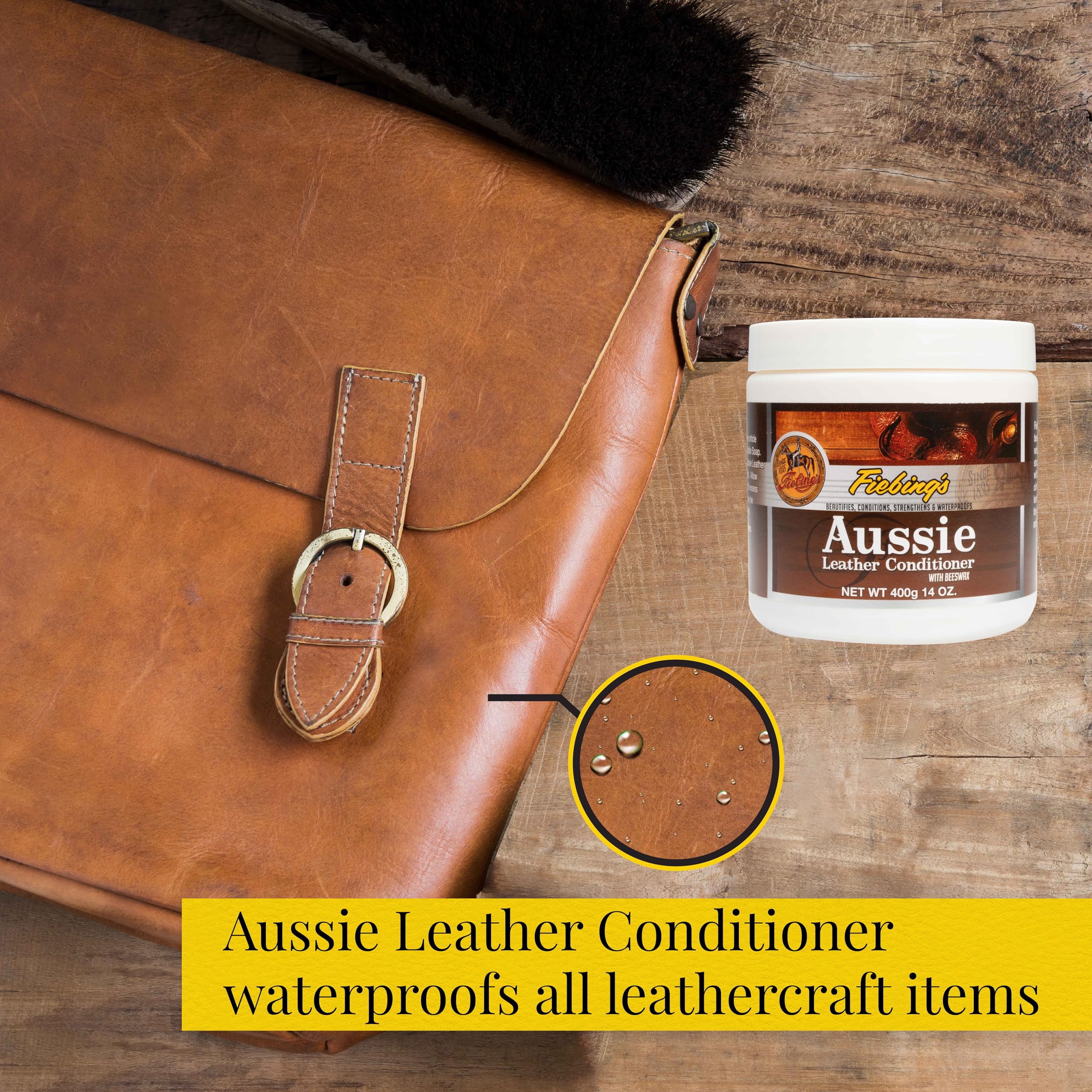 Fiebing's Aussie Leather Conditioner (14 oz) - Contains Beeswax to Withstand Hot Conditions - Preserve, Moisturize, Strengthen,