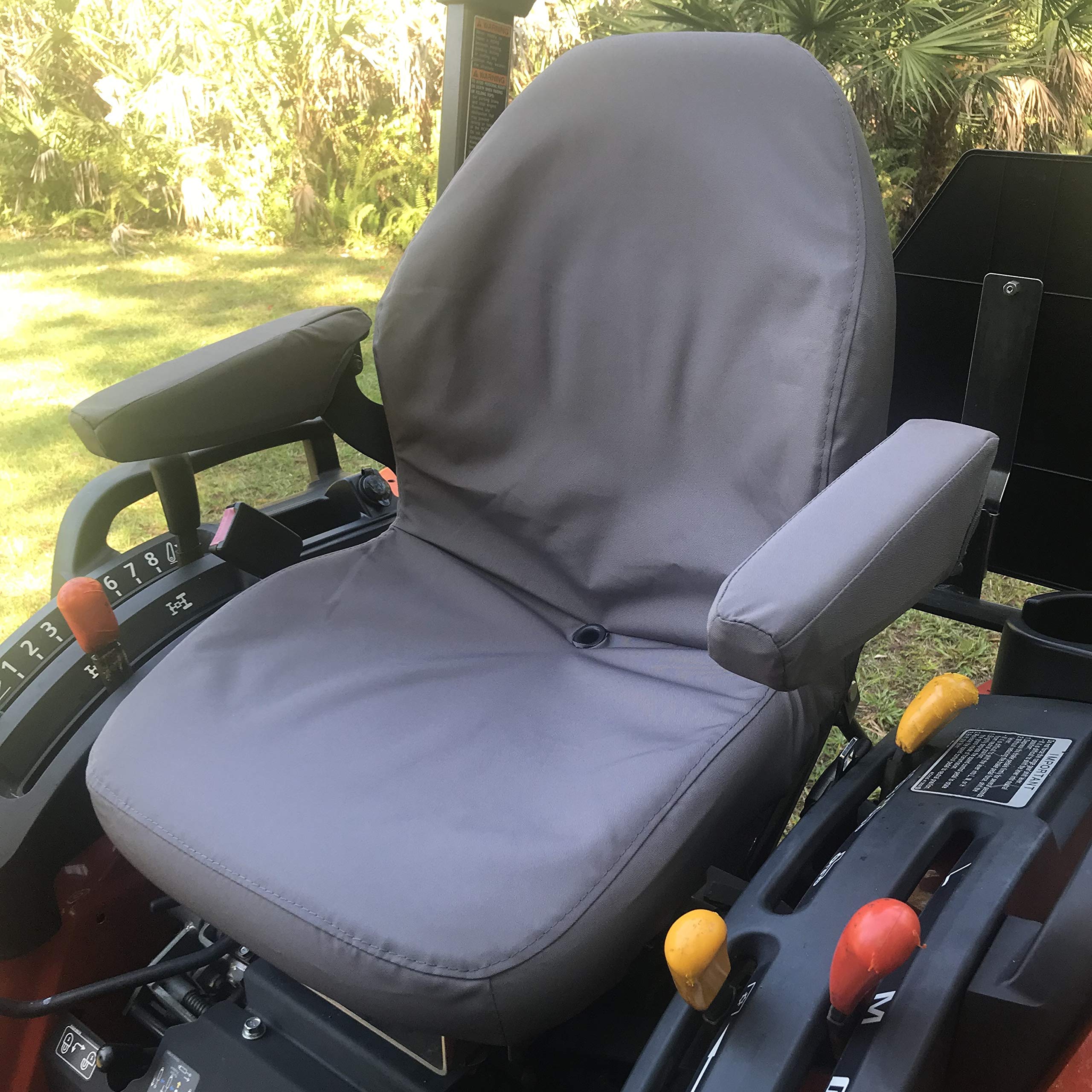 Durafit Seat Covers, Custom Fit Kubota Seat Covers for Tractor B2301 B2601 (KU25 C8 Gray) Zero Turn Z223 with armrests.