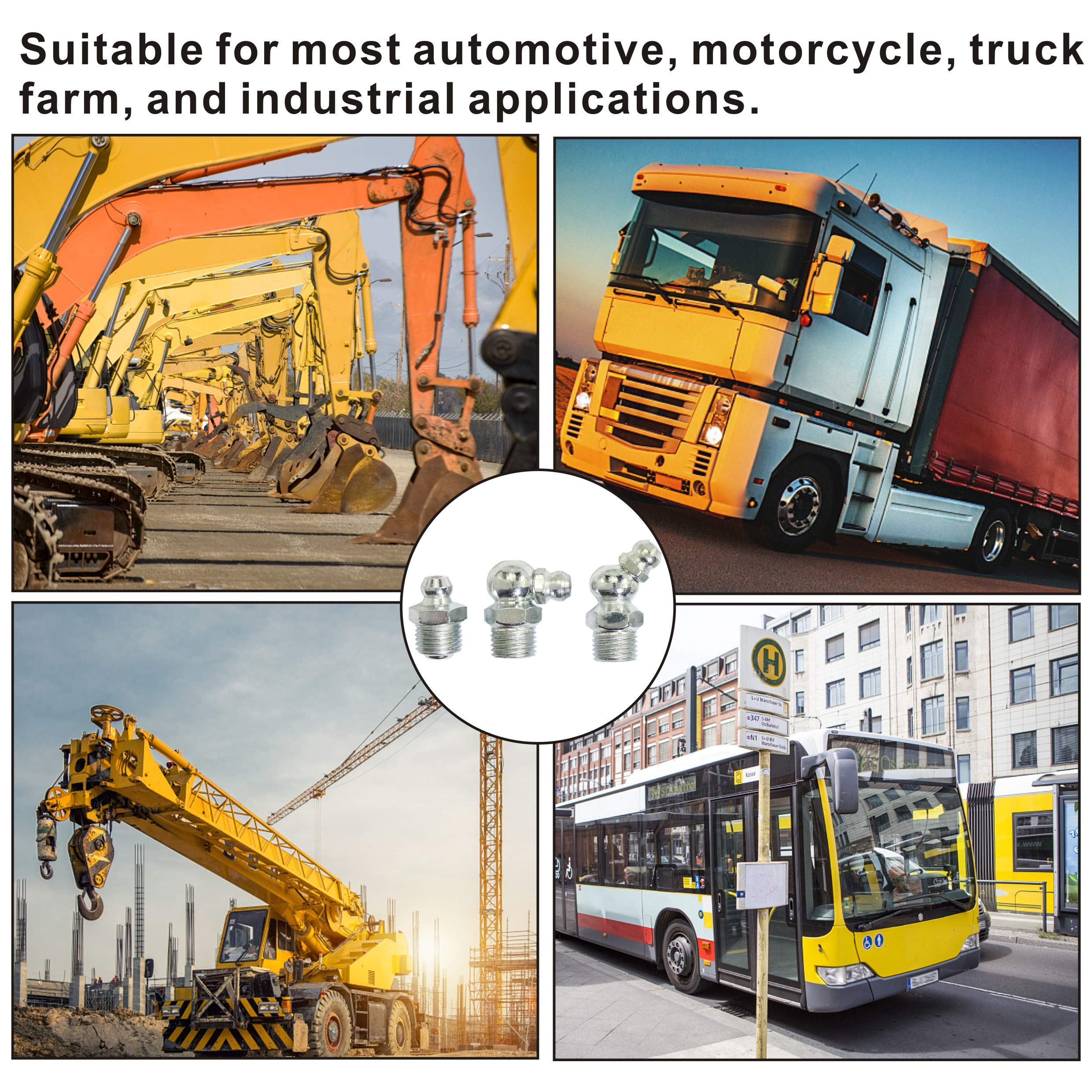 Taxutor Grease Fittings, 120 Pieces Metric Mm Grease Fitting Assortment Kit Standard Grease Gun Fittings Perfect For Replacing M