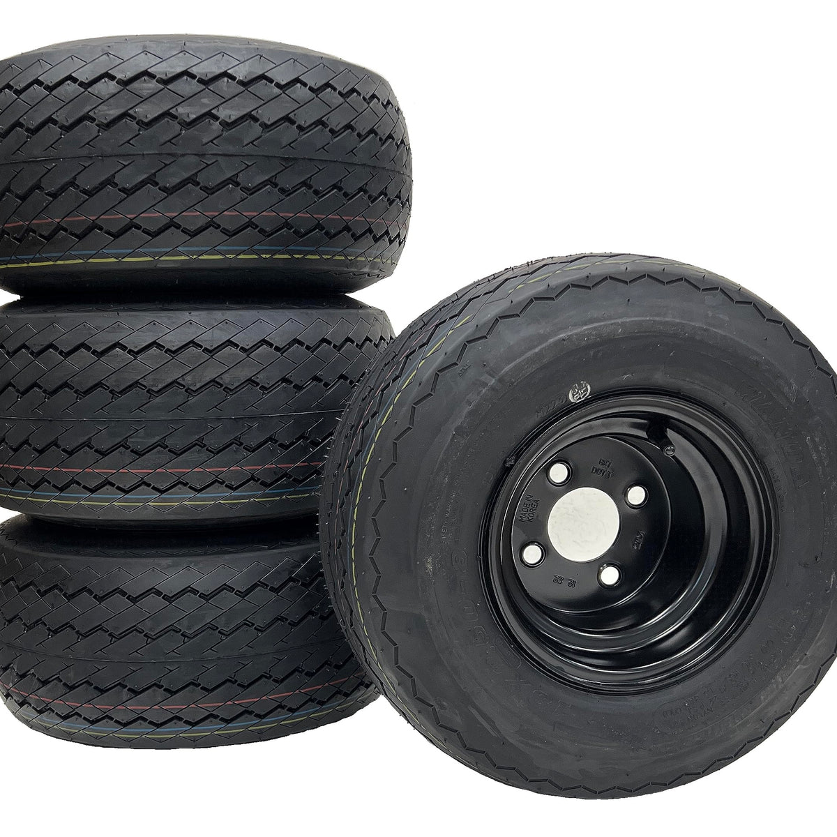 eCustomrim 4-Pack 8 18X8.50-8 Black Golf Cart Tire And Wheel Fits E-Z ...