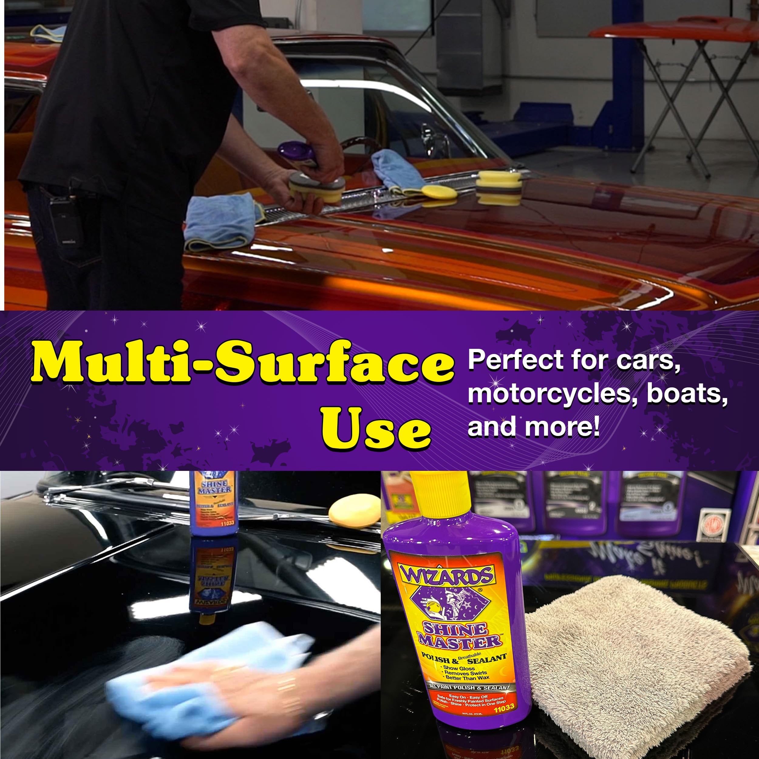 Wizards Shine Master Polish And Breathable Sealant - 16 Oz - No Wax Or Free Silicone - Polishes And Protects With No Greasy Film