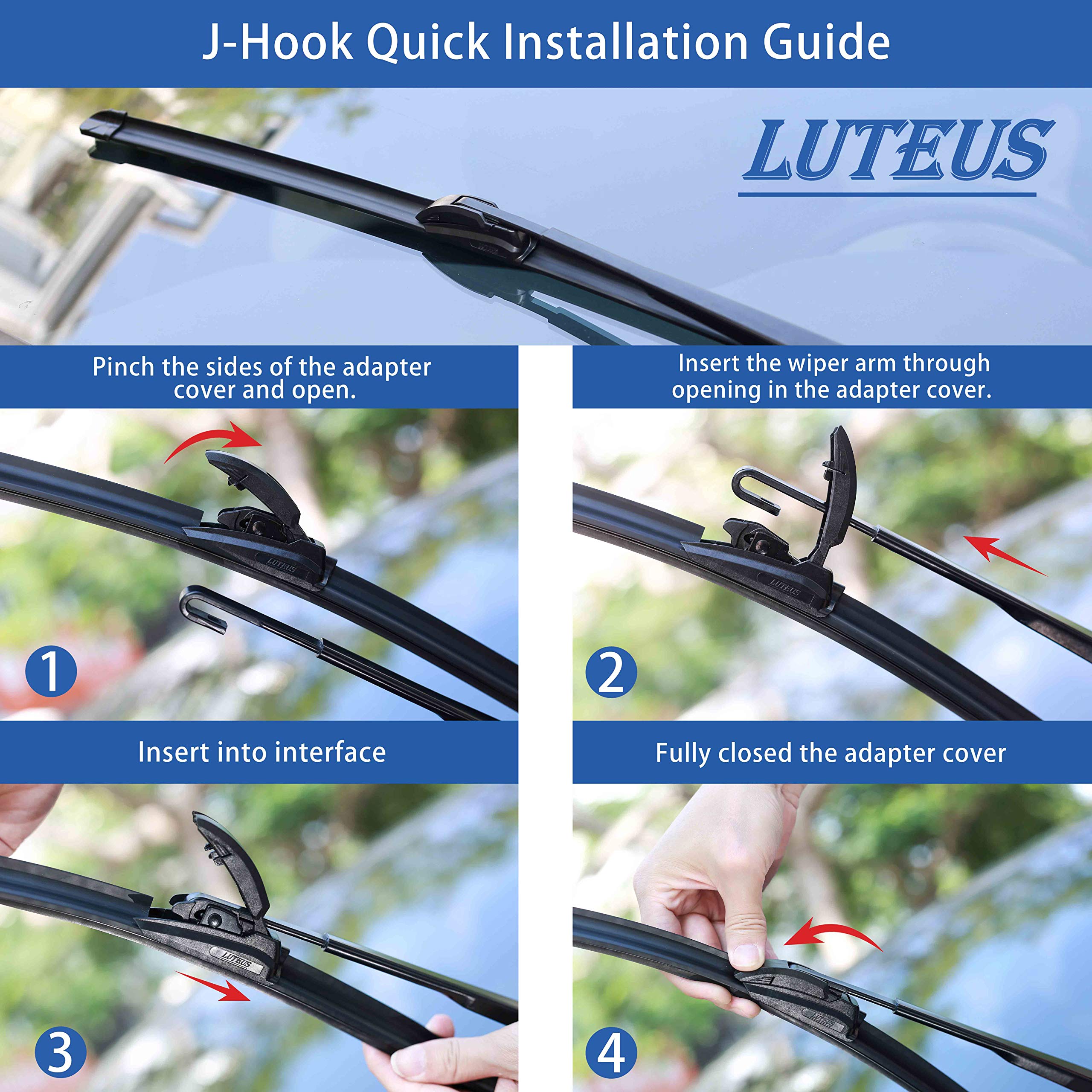 Windshield Wipers, 22' + 22'' Wiper Blades, Oem Quality, Luteus Premium All- Seasons For Replacement Windshield Wiper Blades (Set Of 2), With Extra 1Pc Premium Microfiber Towels