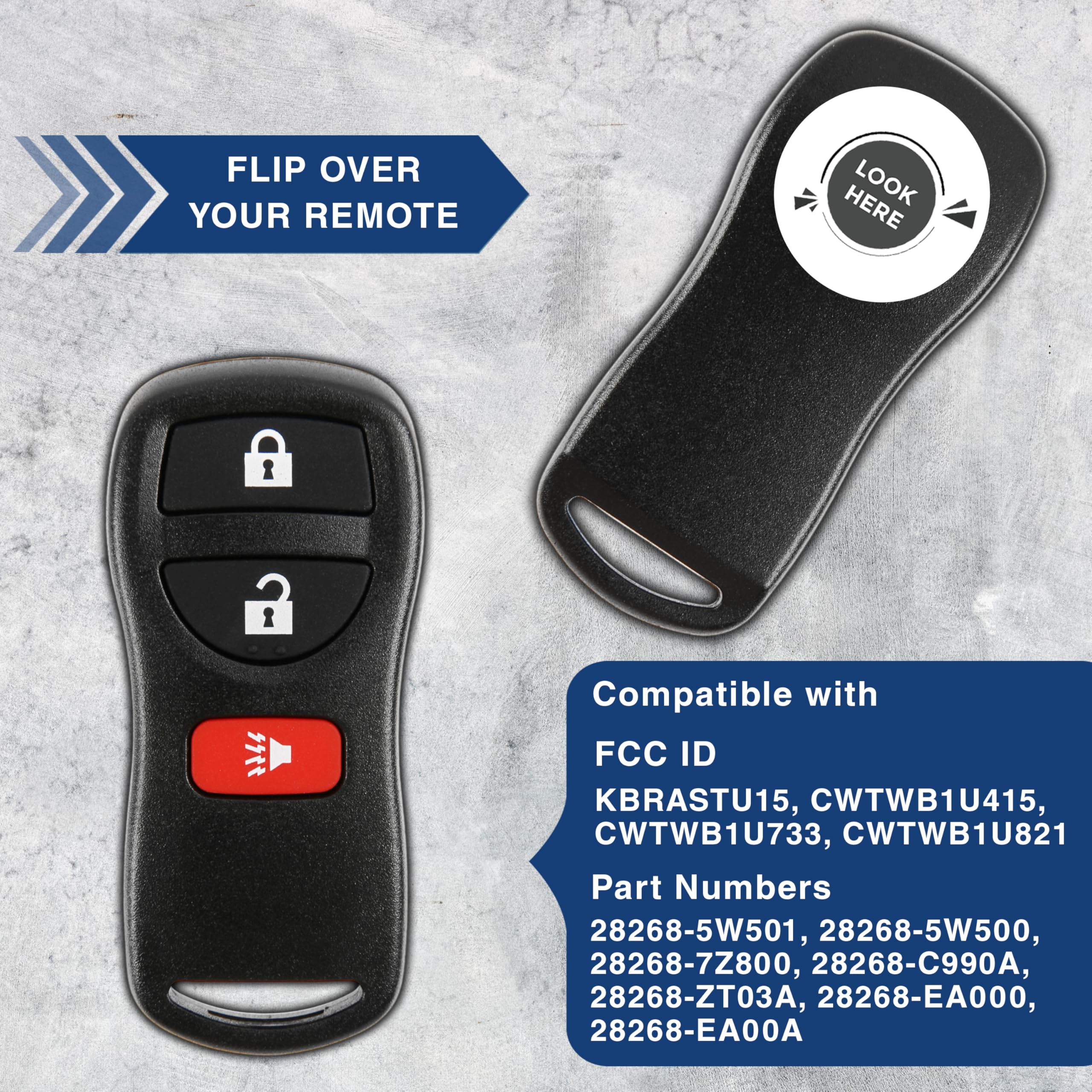 Keylessoption Keyless Entry Remote Control Car Key Fob Replacement For Kbrastu15, Cwtwb1U733 (Pack Of 2)
