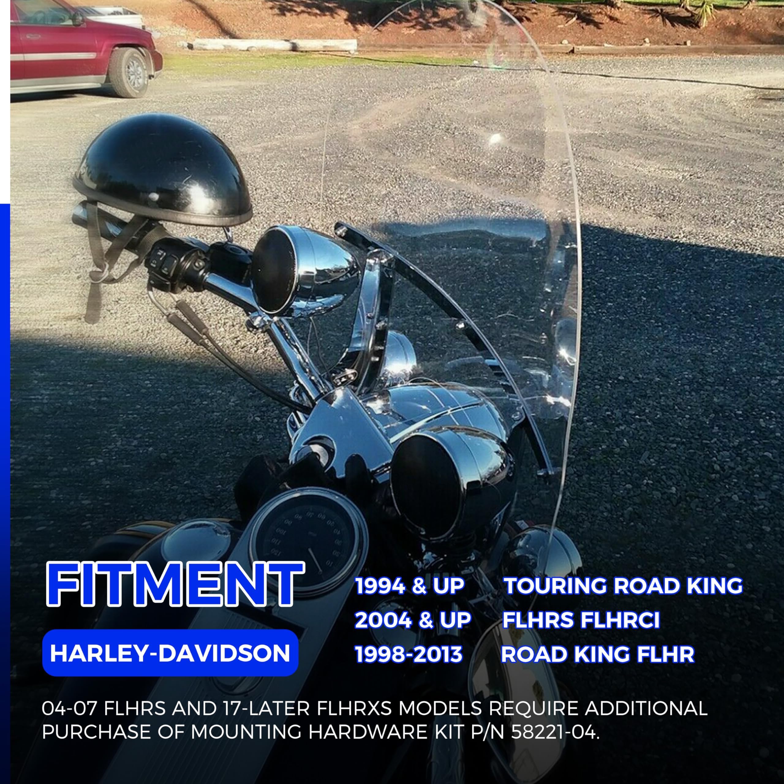 ECOTRIC 29'' x 22'' Motorcycle Windshield Compatible With 1994-2024 Harley Davidson Touring Road King FLHR FLHRS FLHRCI w/Bracke