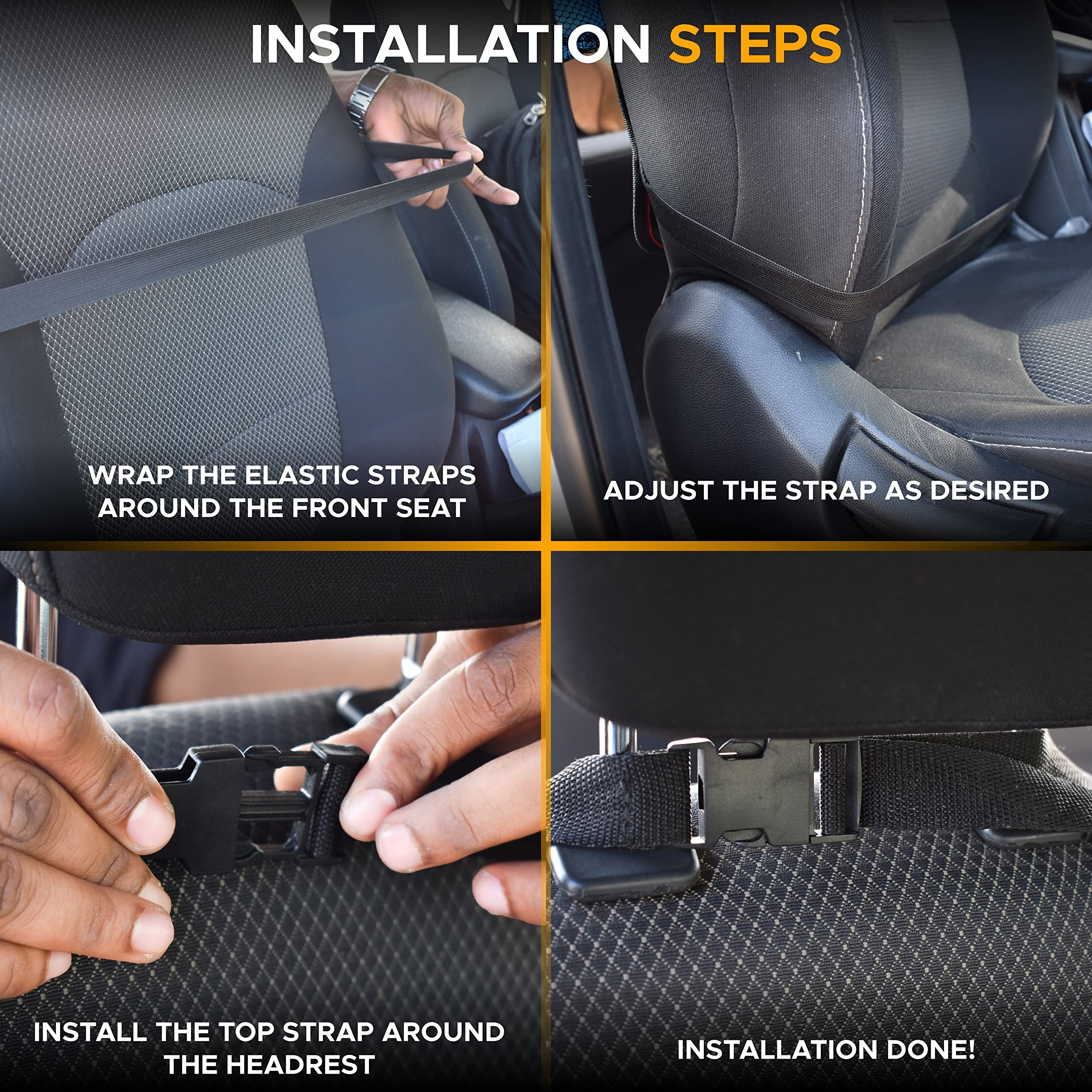 Econour Backseat Car Organizer (2 Pack), Heavy Duty Waterproof Stain Resistant Kick Mats Back Seat Protector For Kids | Multiple