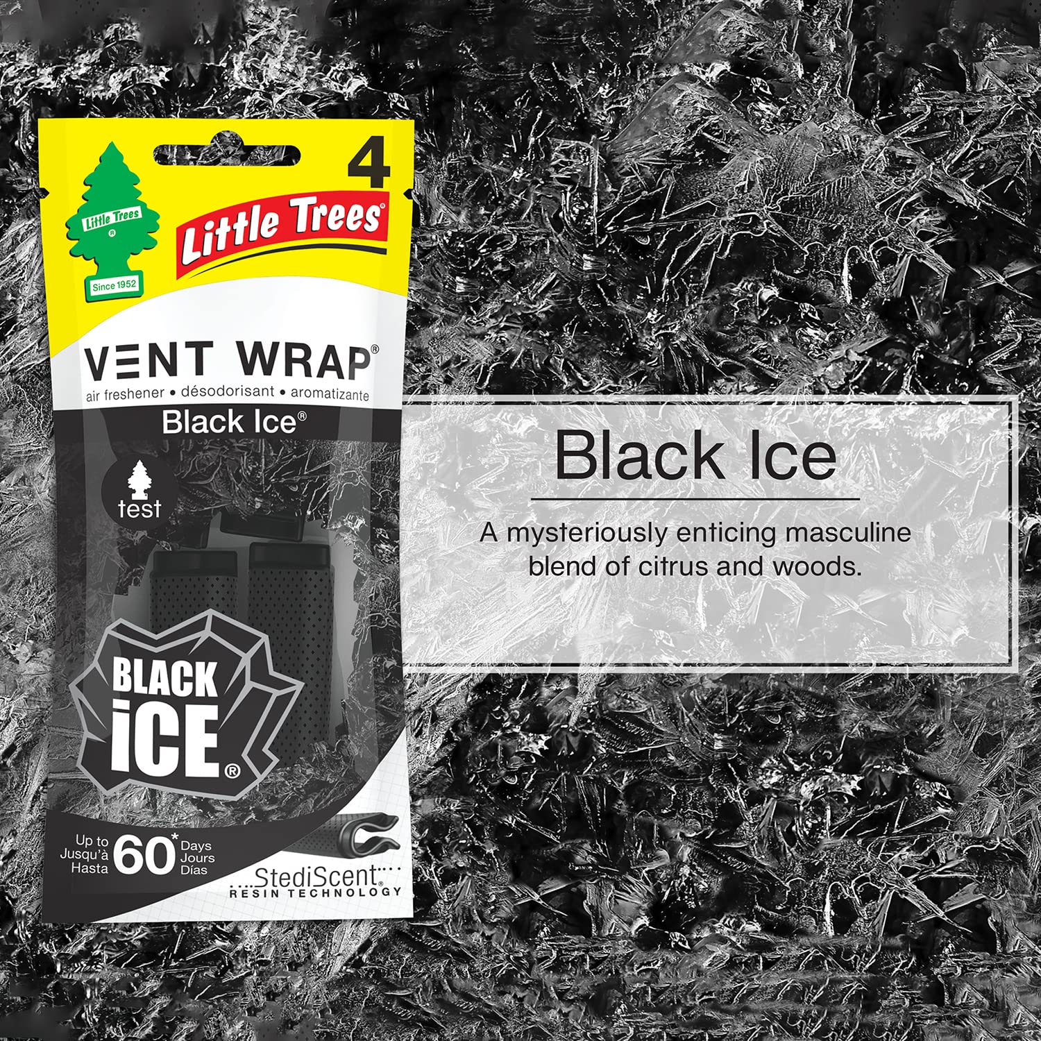 Little Trees Car Freshner Black Ice Rectangle Air Freshener Rp 4 Ct