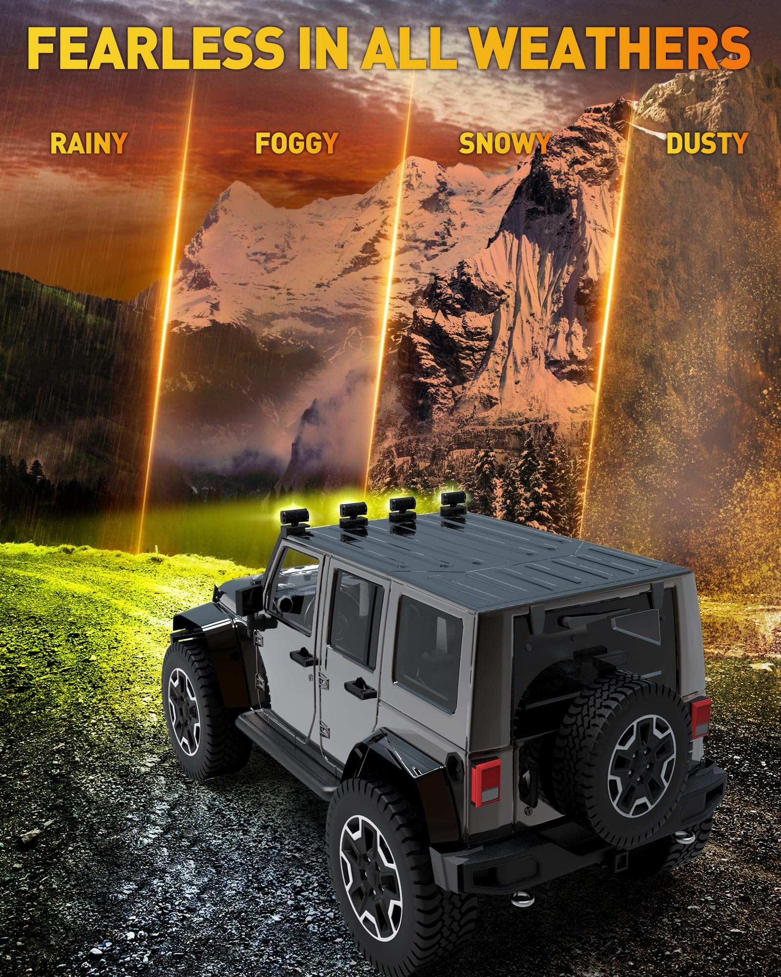 NAOEVO 7 Inch Yellow LED Light Bar, 240W 24,000LM Offroad Pods, Aluminum, 2-Pack