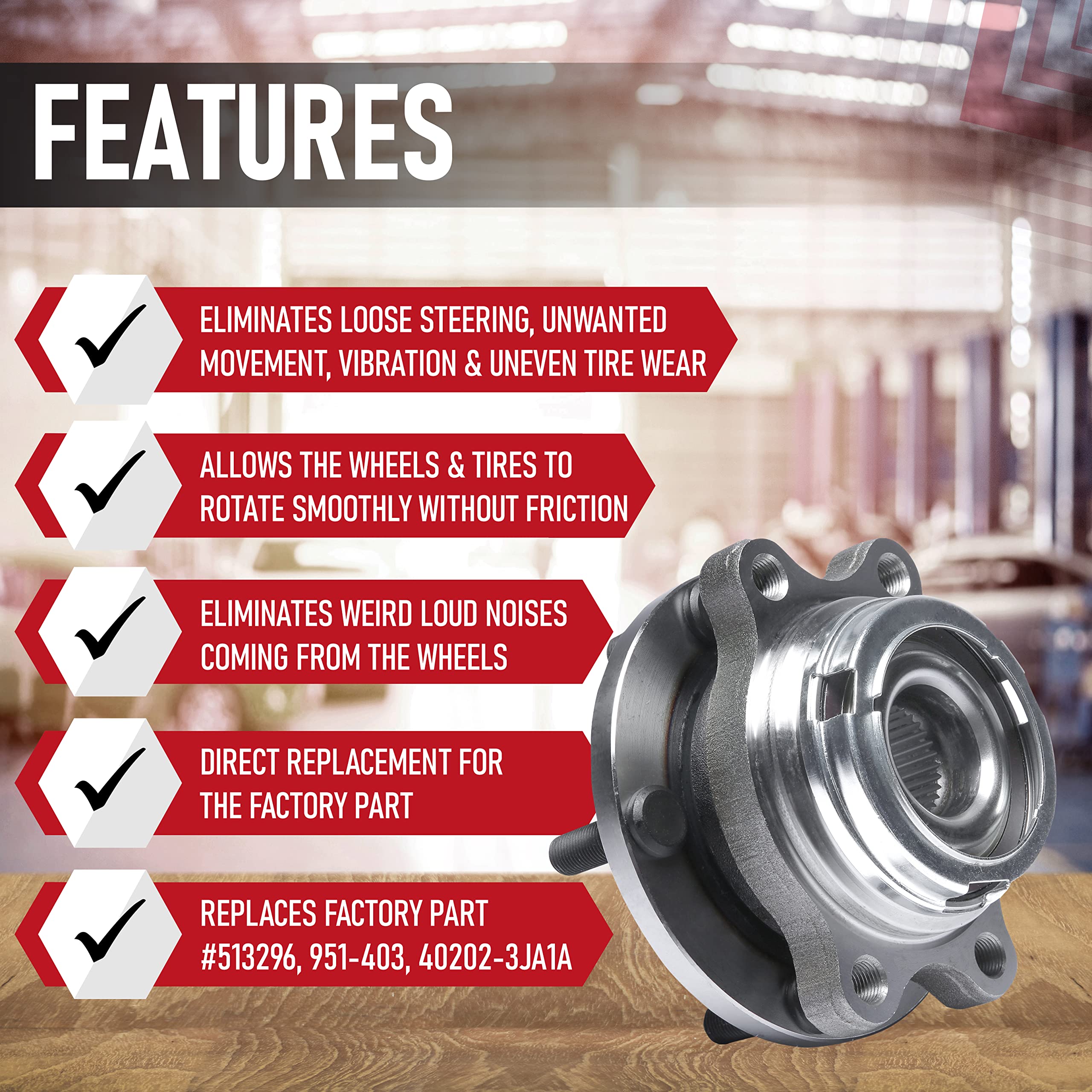 Replacement Front Wheel Hub Bearing Assembly - Compatible With Infiniti & Nissan Vehicles - Jx35, Qx60, Altima, Maxima, Maxima,P