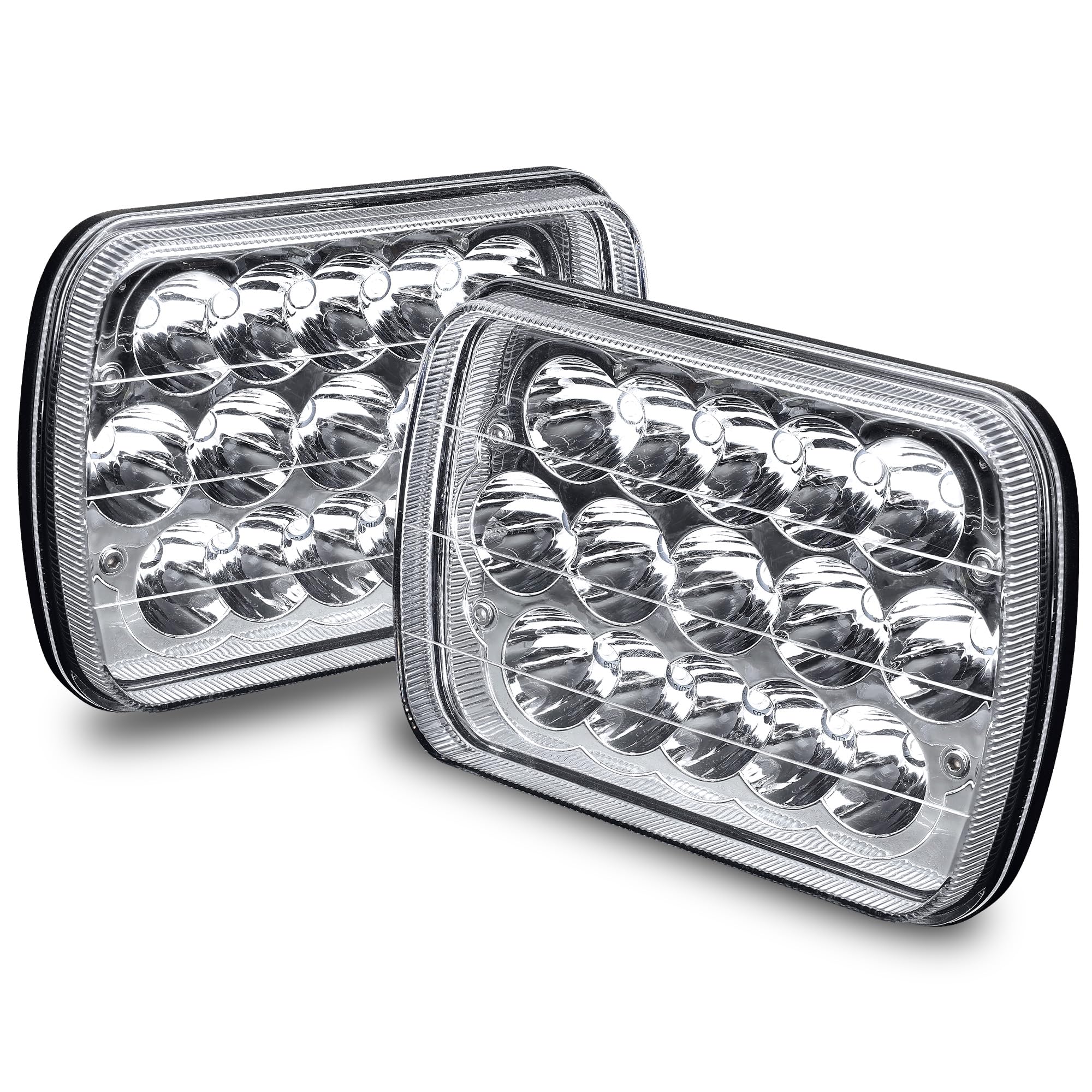 True Mods 7X6 5X7 H6054 Chrome Led Headlights H4 Sealed Beam Replacement Lamp For Jeep Wrangler Yj Cherokee Xj Chevy Express For