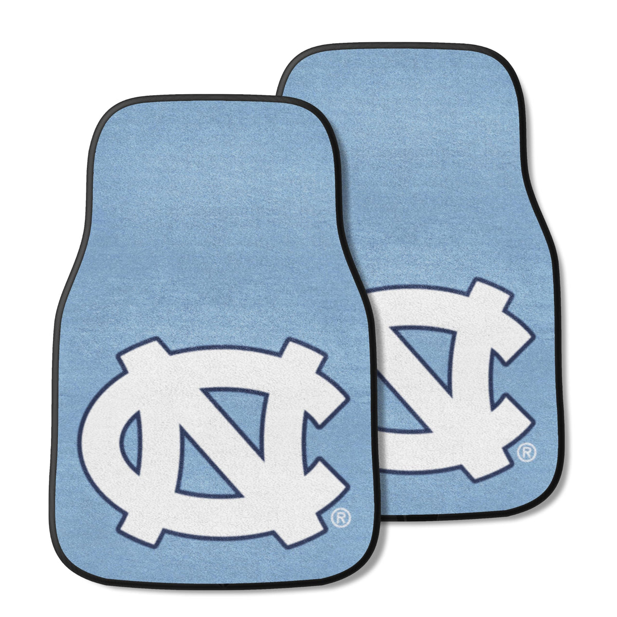 Fanmats 5429 North Carolina Tar Heels Front 2-Piece Team Logo Carpet Car Mat Set, Front Row Automotive Floor Mats, Non-Slip Back