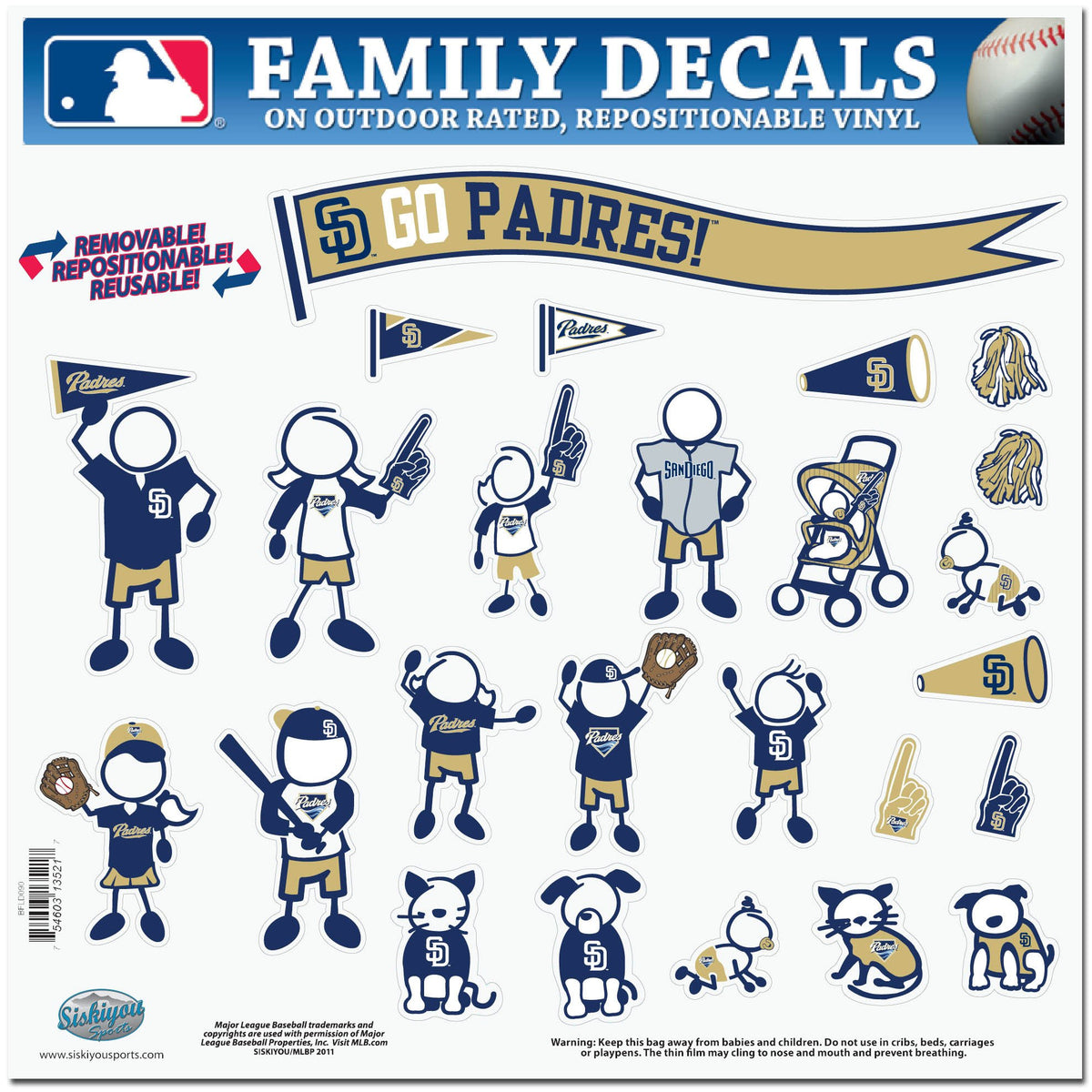 MLB San Diego Padres Large Family Decal Set