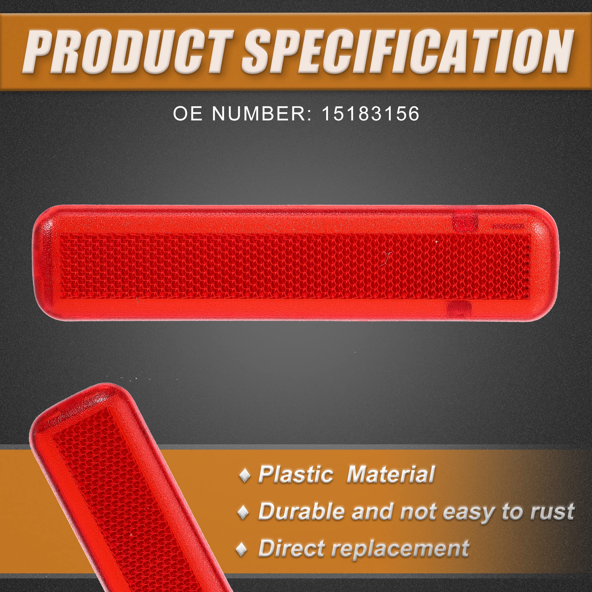 X Autohaux Rear Right Door Panel Reflector Light Cover For Chevrolet Avalanche 2003-2006 15183156 Red