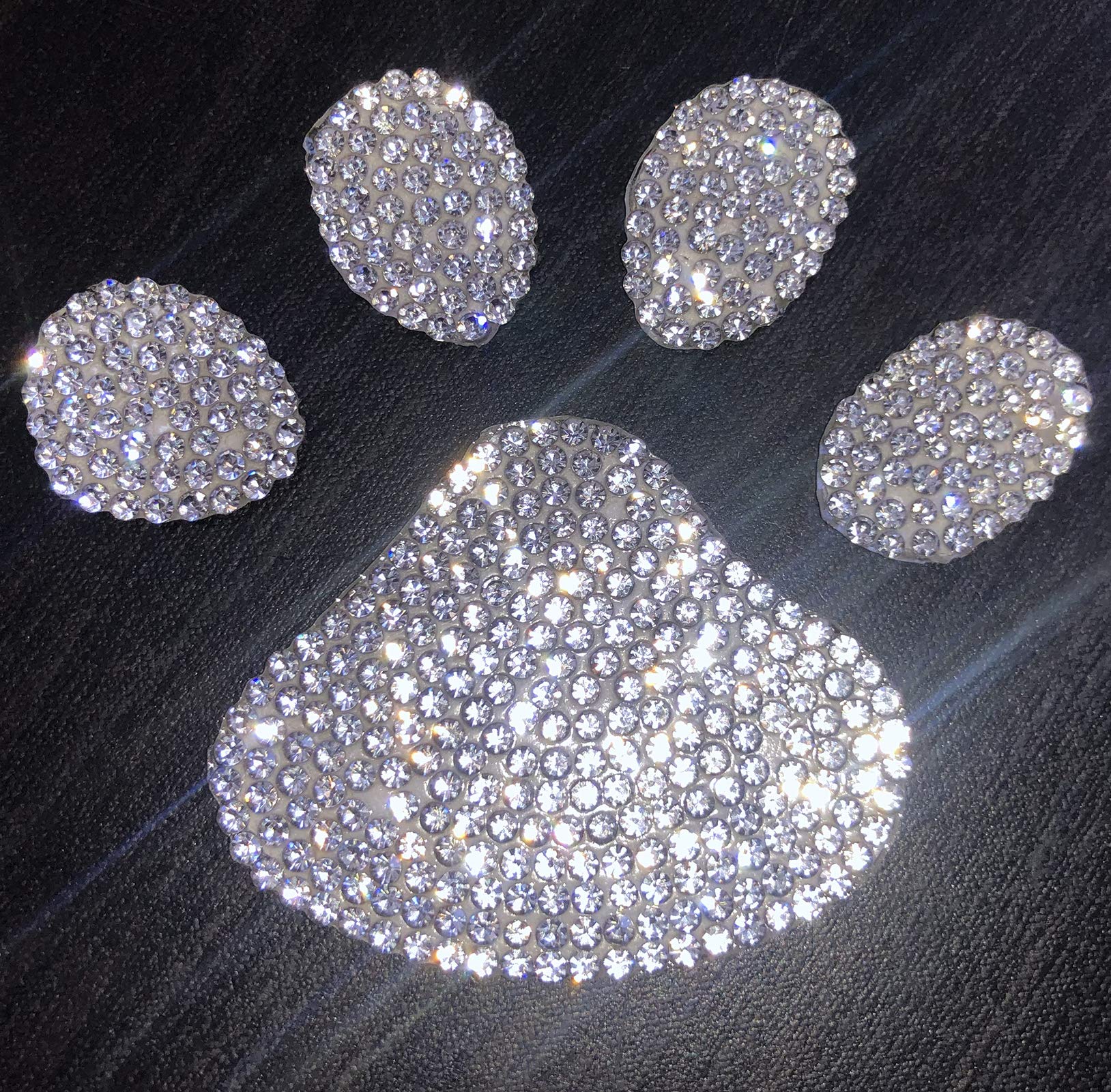 Lzlrun 4Pieces Crystal Car Sticker For Window, Bling Rhinestone Sticker Bling Dog Paw Footprint Sticker Decal Auto Car Emblem Decal Decoration