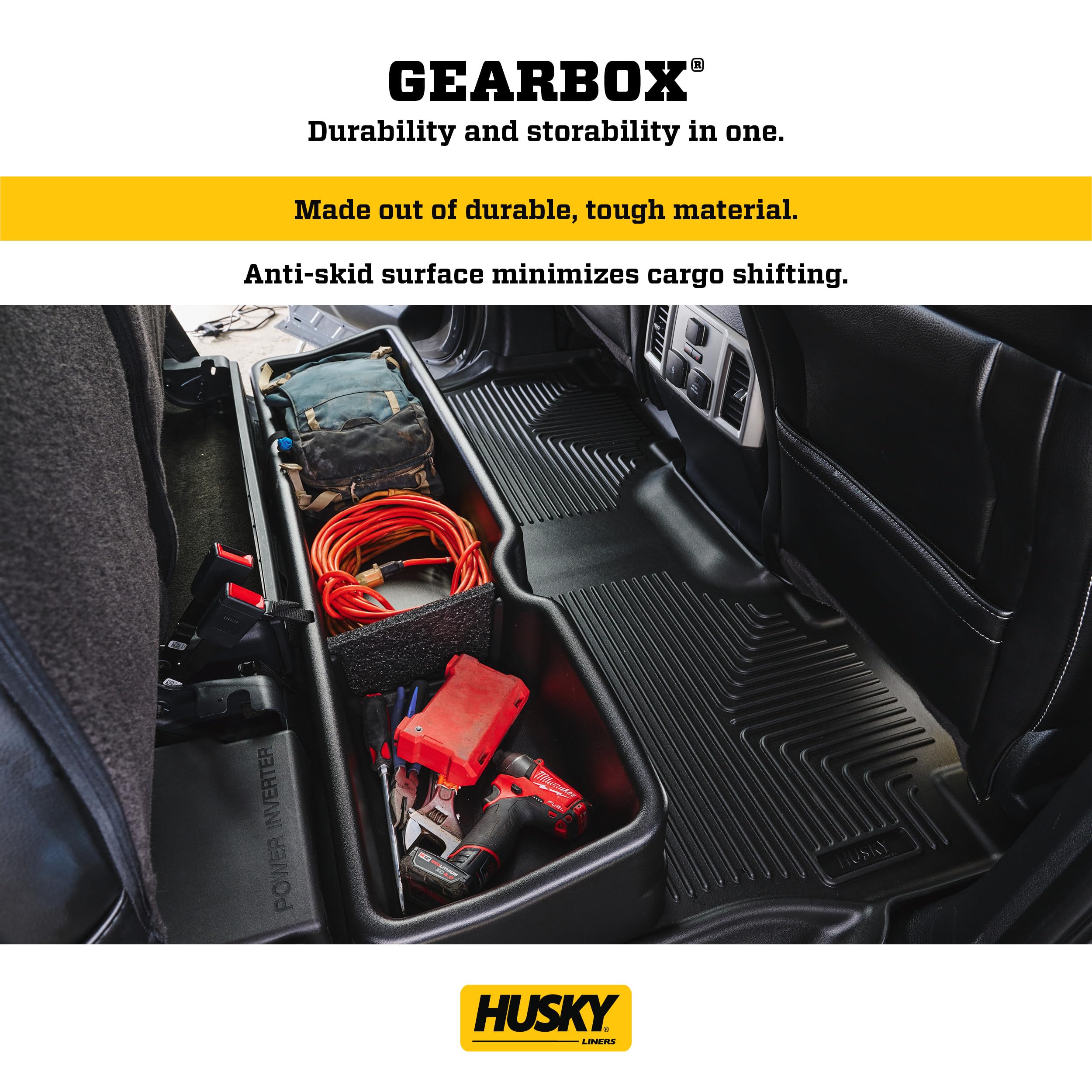 Husky Liners Gearbox - Under Seat Storage Box | Fits 2009-2024 Dodge Ram 1500 (19-24 Classic Body Only) 03-24 Ram 2500/3500 Crew Cab - Black, 1 Pc. | 09401