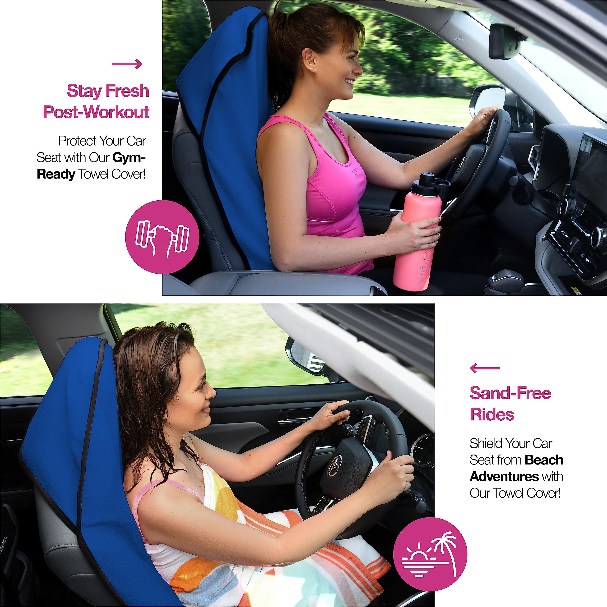 Lebogner Waterproof Sweat Towel Car Seat Cover For Post Gym Workout, Running, Swimming, Beach And Hiking, Universal Fit, 2 Pack