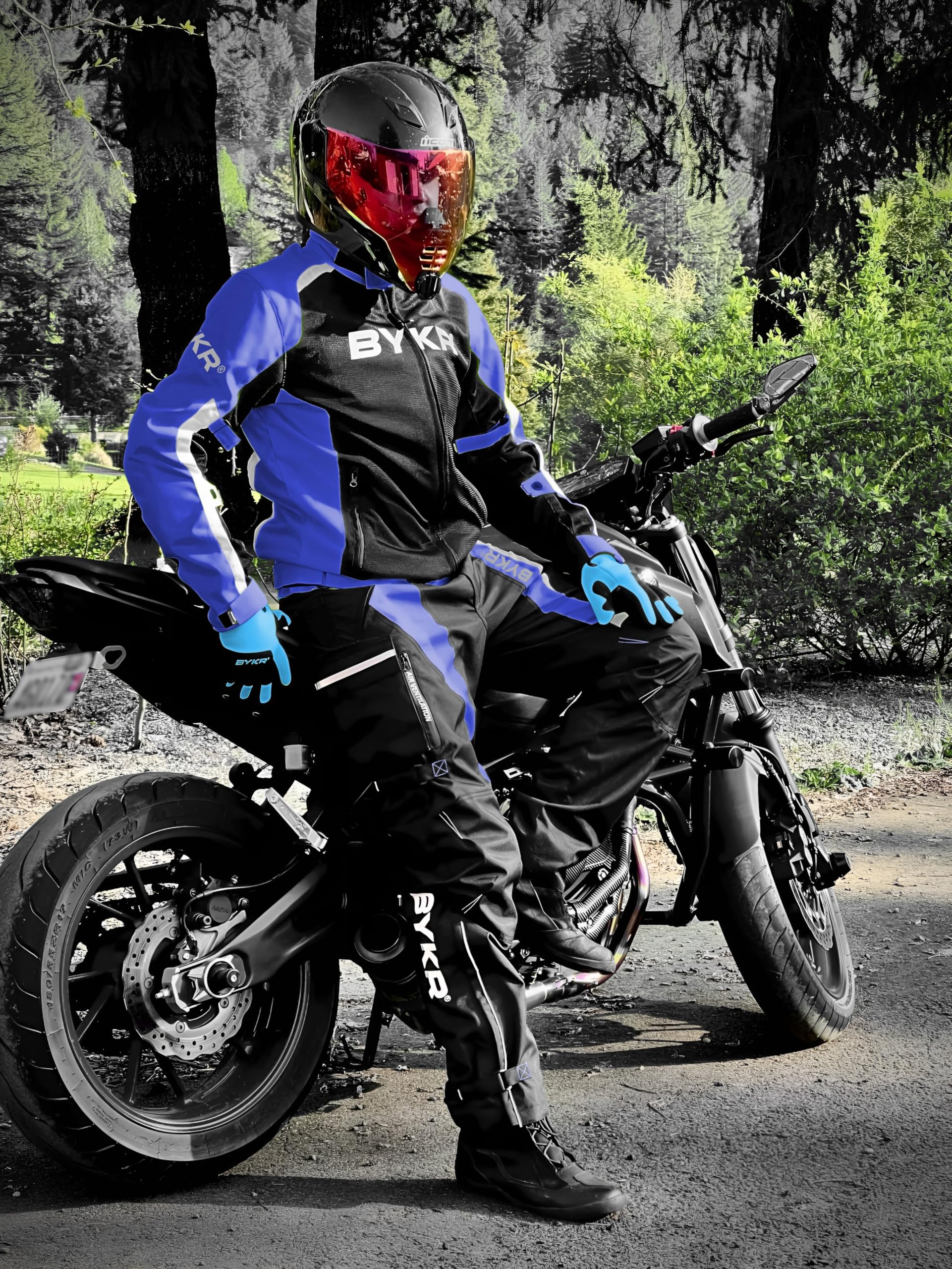 Bykr All-Weather Motorcycle Gloves For Men & Women - Protection For Dirt Bike, Bmx, Mx, And Atv Riding - Blue Xxl