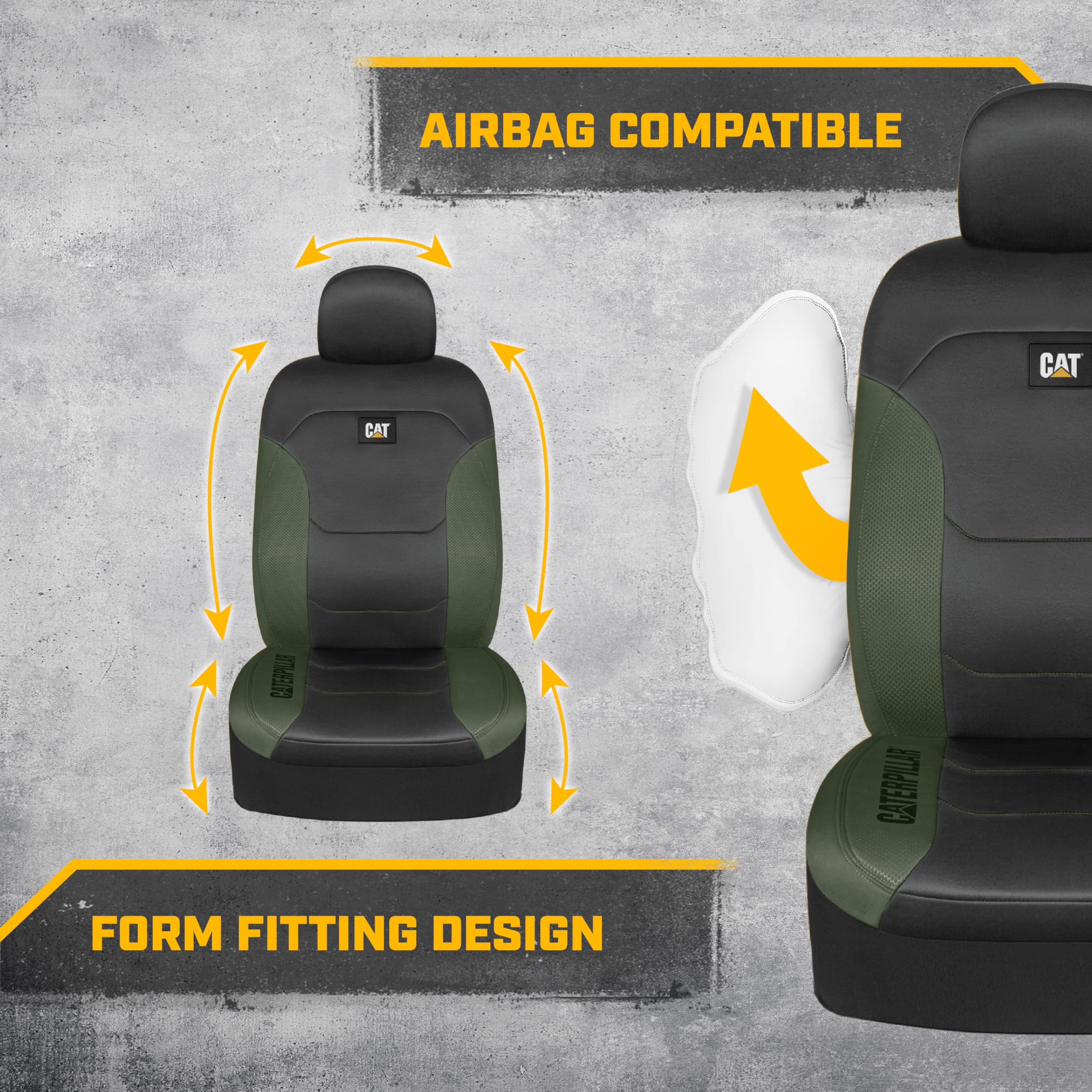Cat Flexfit Automotive Seat Covers For Cars Trucks And Suvs (Set Of 2) - Black Car Seat Covers For Front Seats, Truck Seat Prote