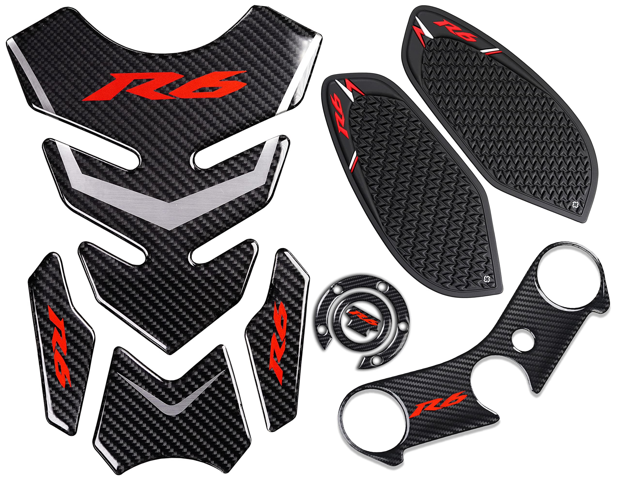 Revsostar Real Carbon Fibre Gas Cap, Anti Slip Sticker, Triple Tree Front End Upper, Top Clamp Decal Stickers, Tank Pad, Tank Pr