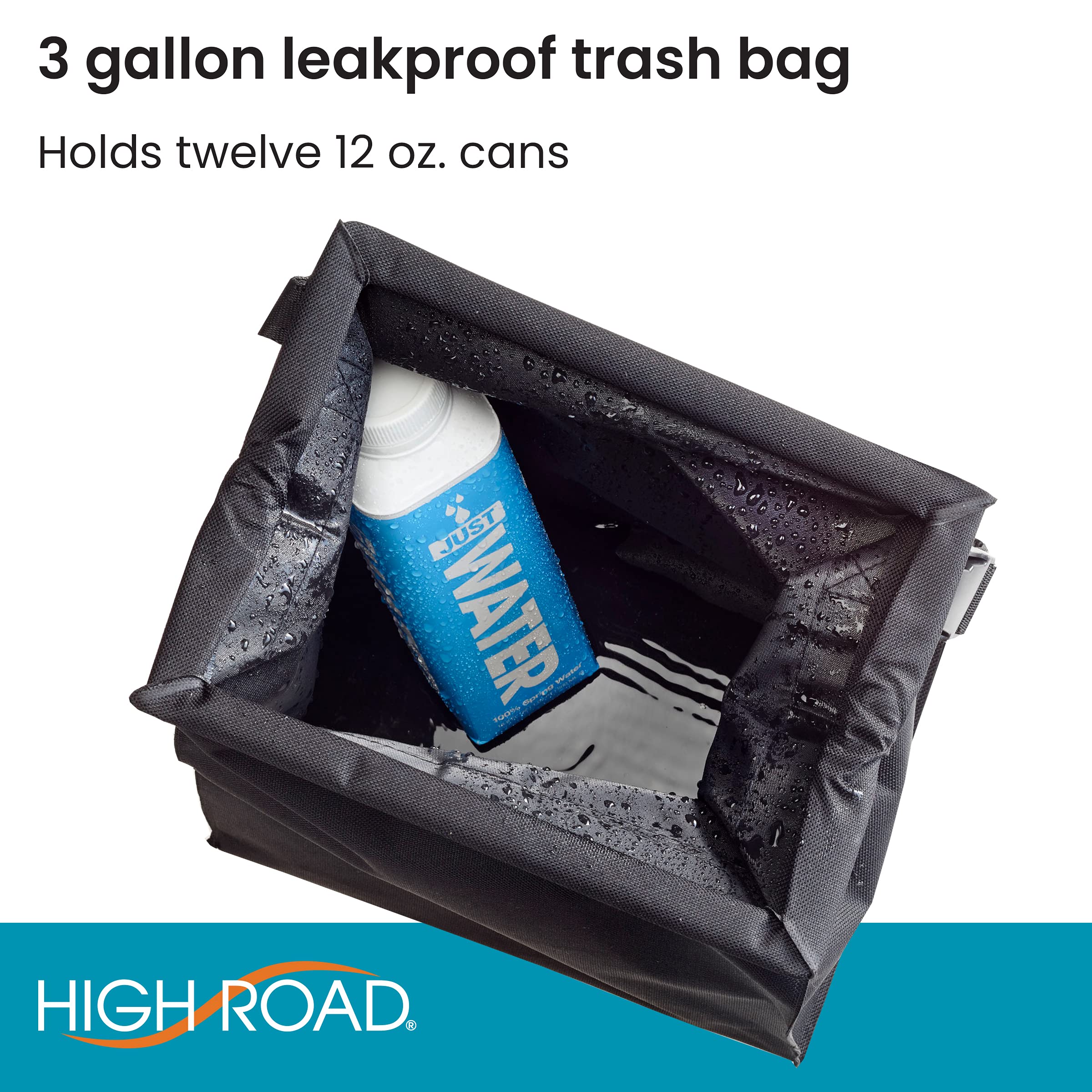 High Road Trashstash Hanging Car Garbage Bag With Push-Close Lid And Waterproof Bin For Car, Suv And Truck Seat Backs - Holds 3