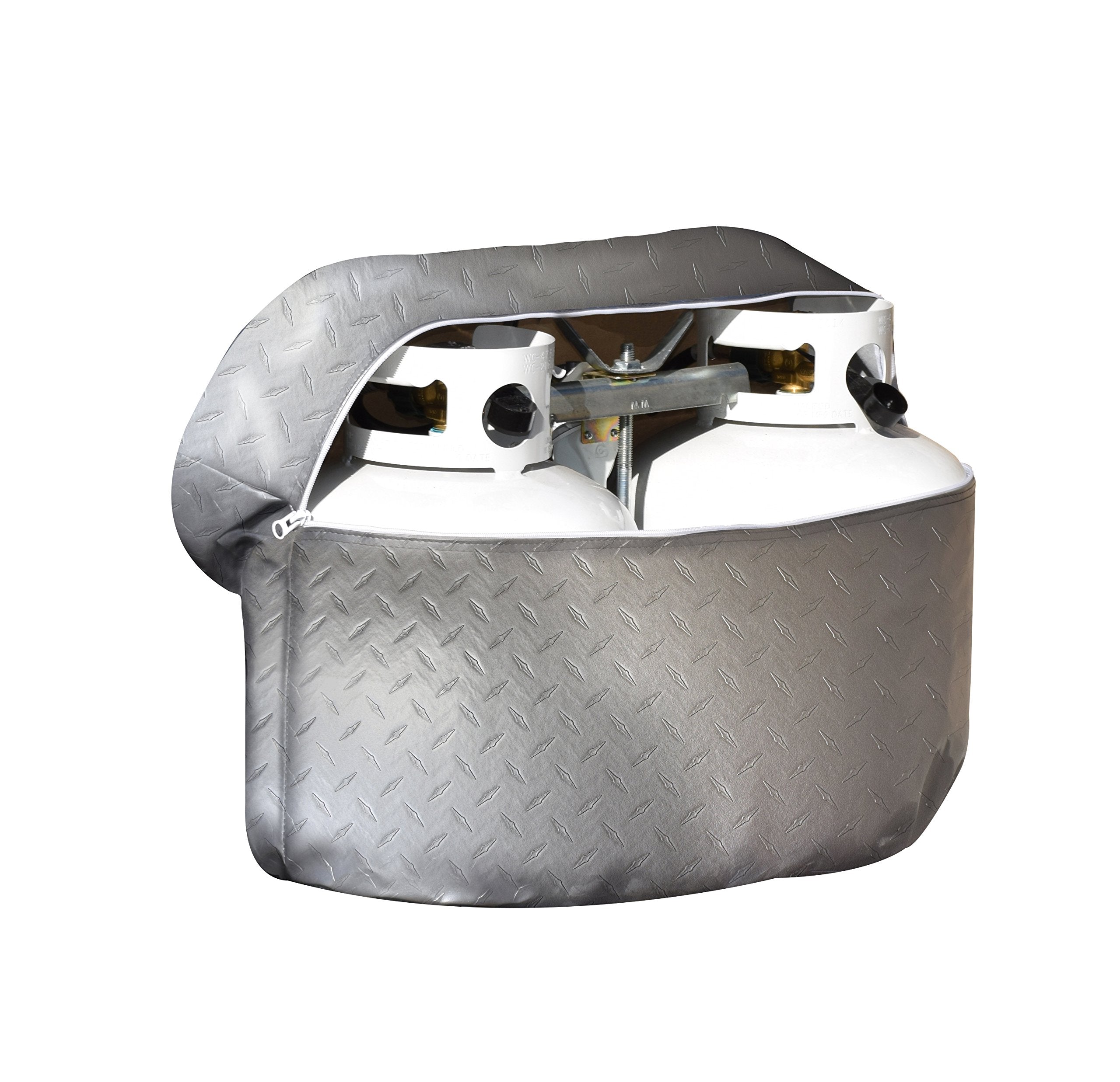 Adco 2713 Silver Double 30 Diamond Plated Steel Vinyl Propane Tank Cover