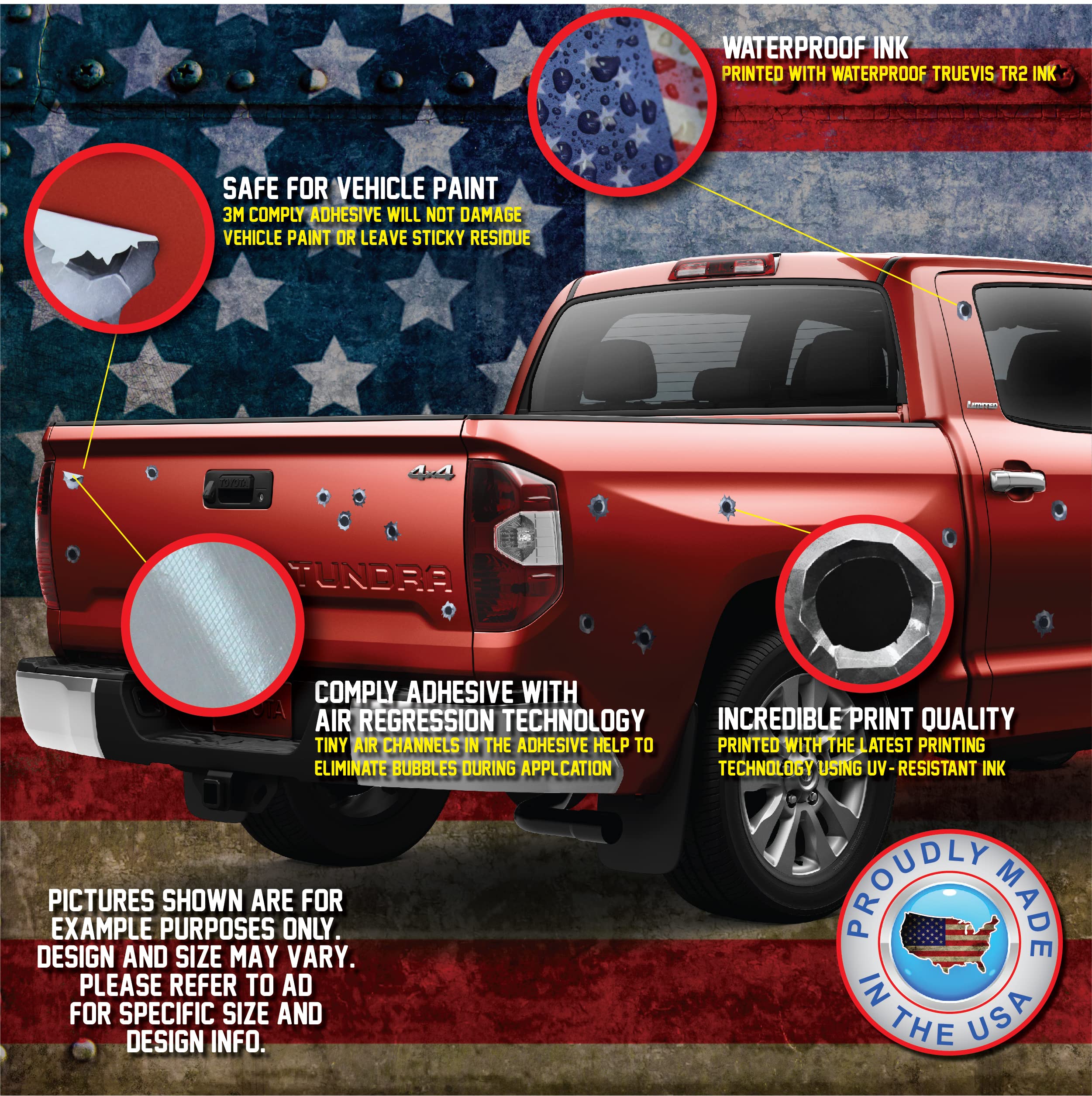 Fake Realistic Bullet Hole And Claw Mark 3M Vinyl Sticker Decal 11 Pack Peel And Stick