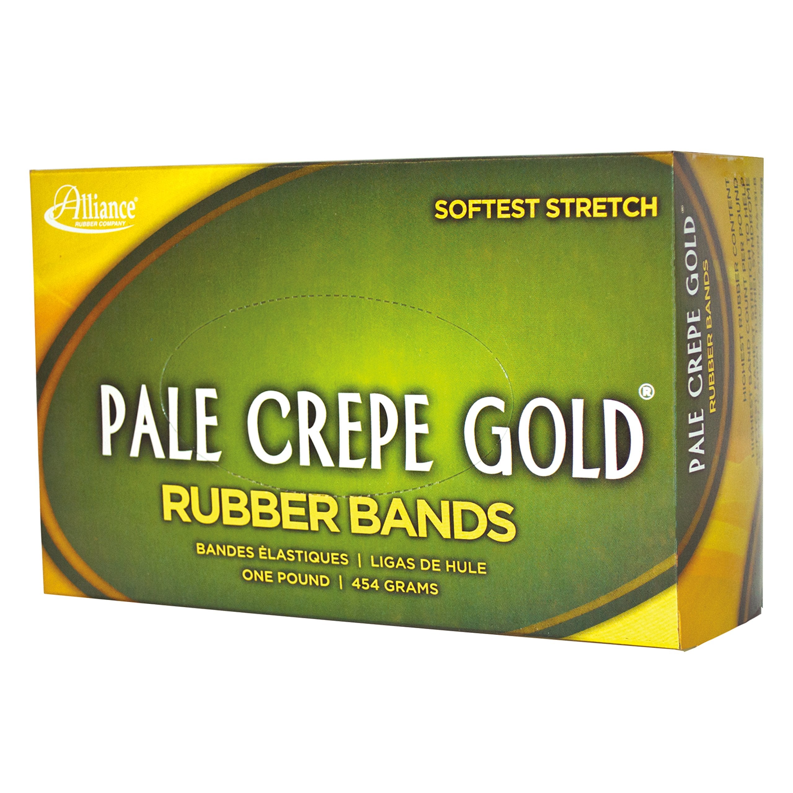 Alliance Rubber 20185 Pale Crepe Gold Rubber Bands Size #18, 1 Lb Box Contains Approx. 2205 Bands (3'' X 1/16'', Golden Crepe)
