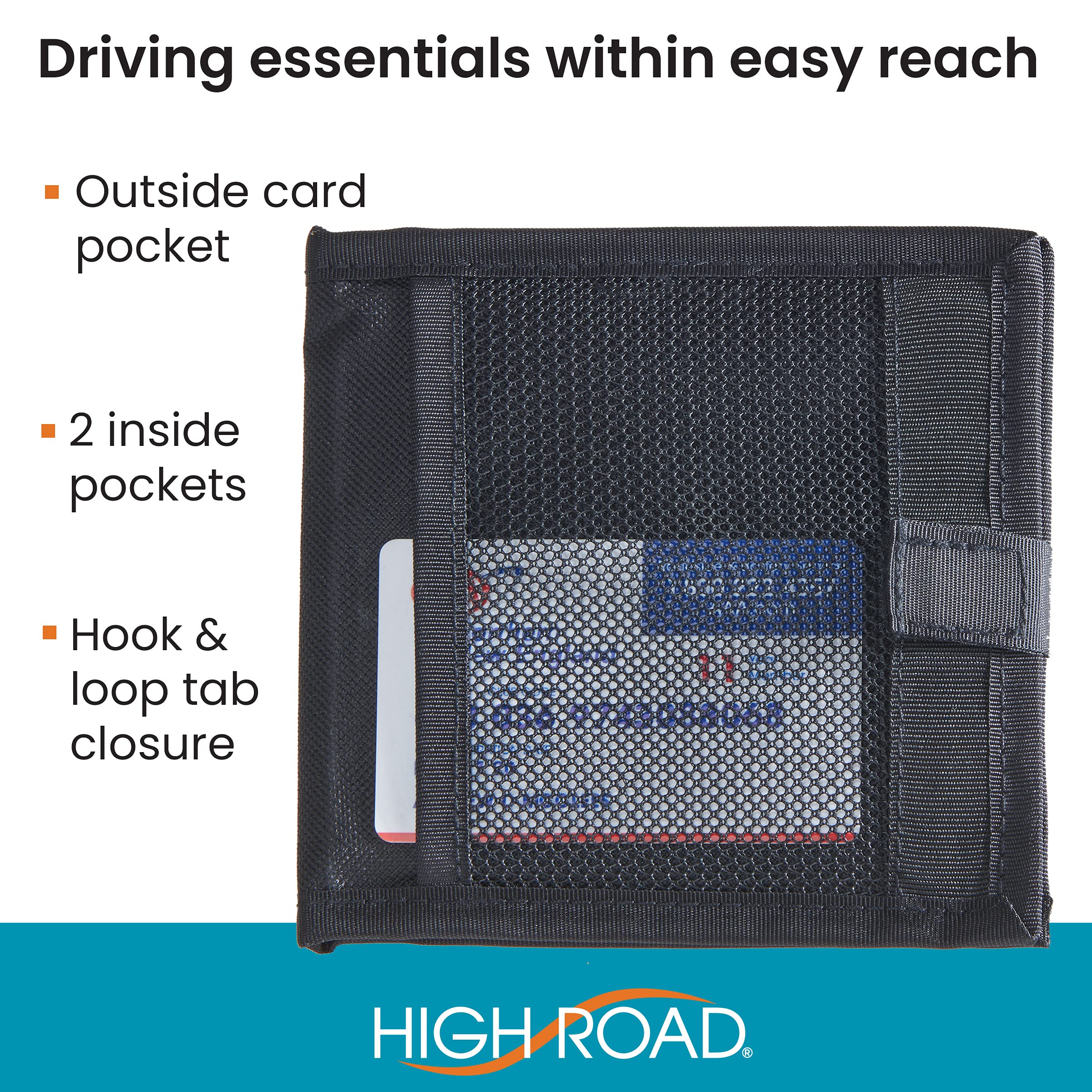 High Road Car Registration And Insurance Card Holder For Sun Visor, Glove Box Or Console With 2 Clear Hidden Car Document Pocket