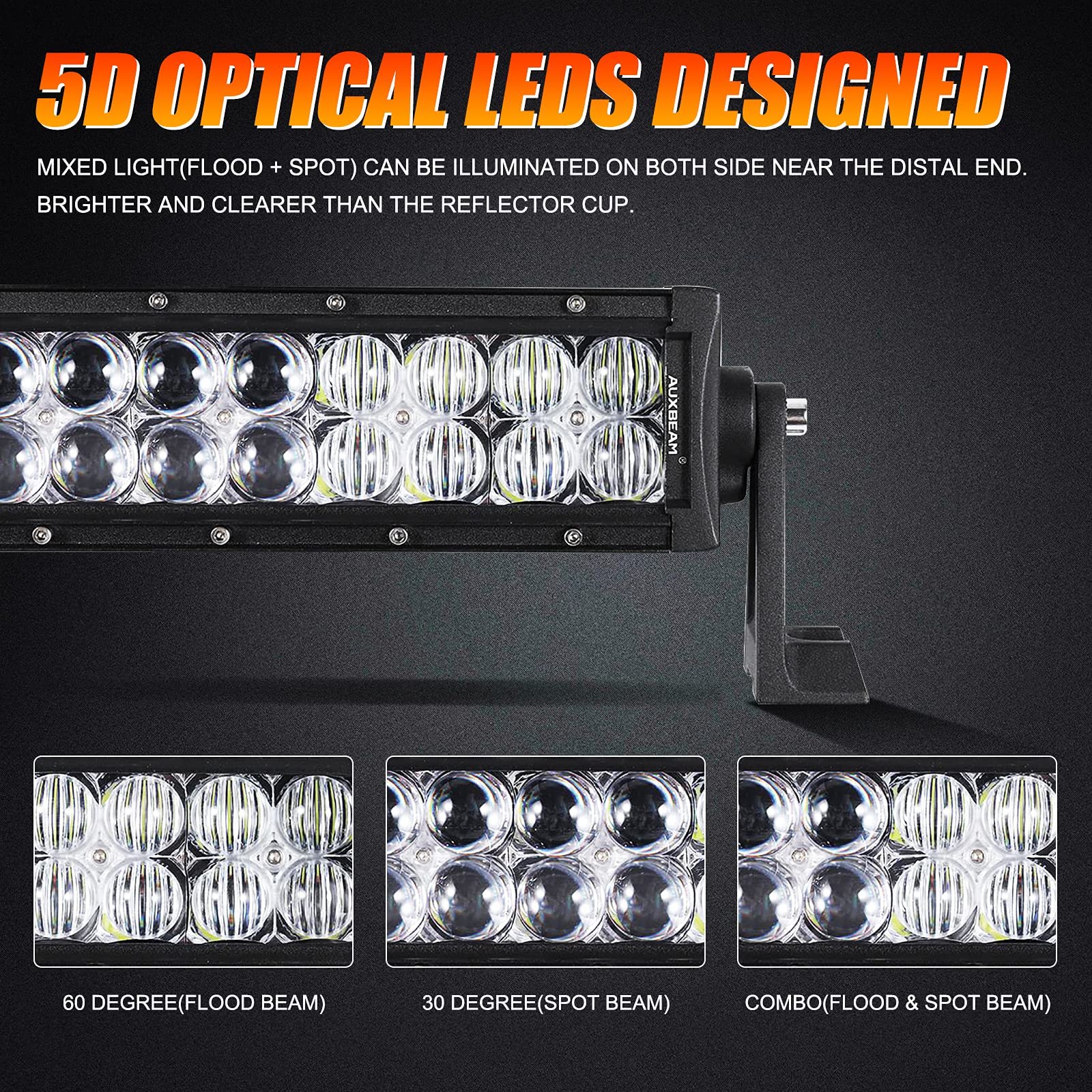 Auxbeam 42'' Led Light Bar 240W Spot Flood Combo Off Road Lights Driving Lights Led Work Lights 5D Lens With Wiring Harness For